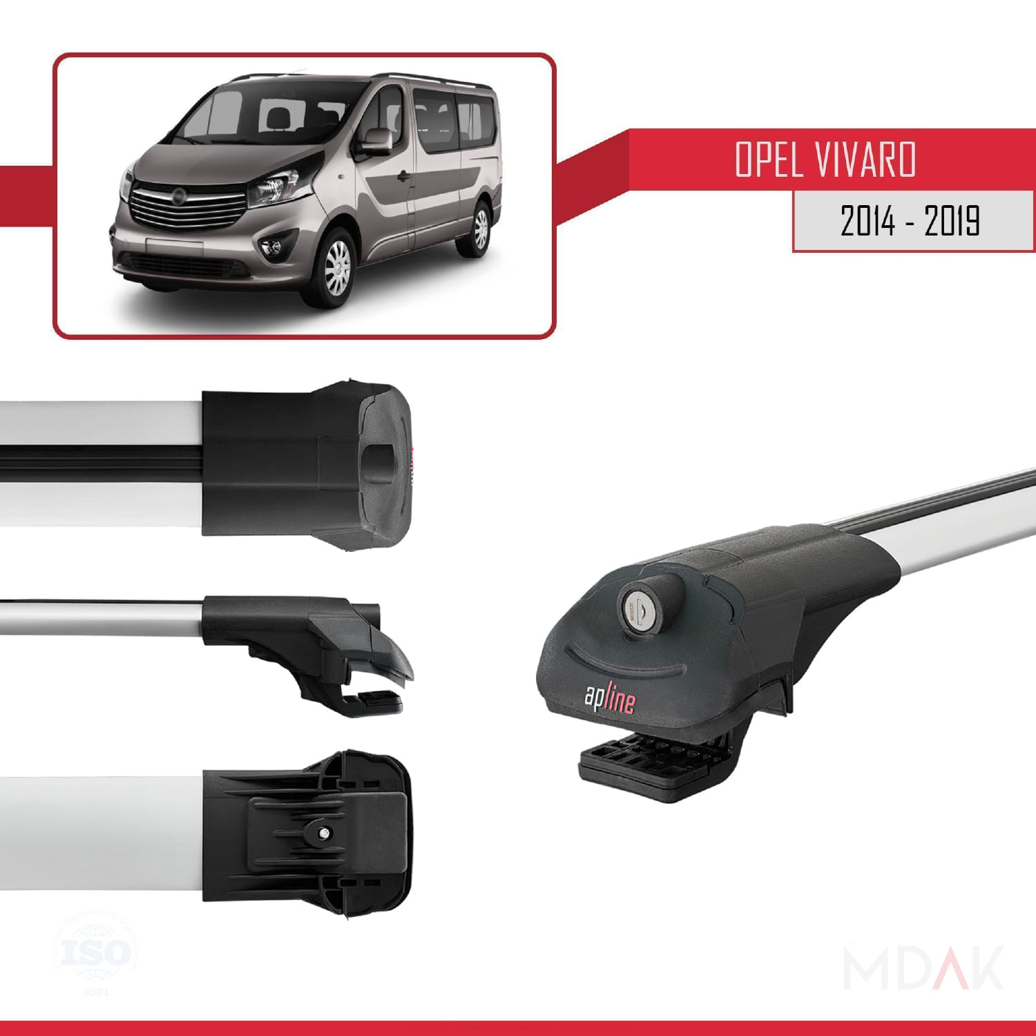 Opel Vivaro B 2014-2019 Arası ile Uyumlu ACE-1 Ara Atkı Tavan Barı Gri 3 Adet - Görsel 3