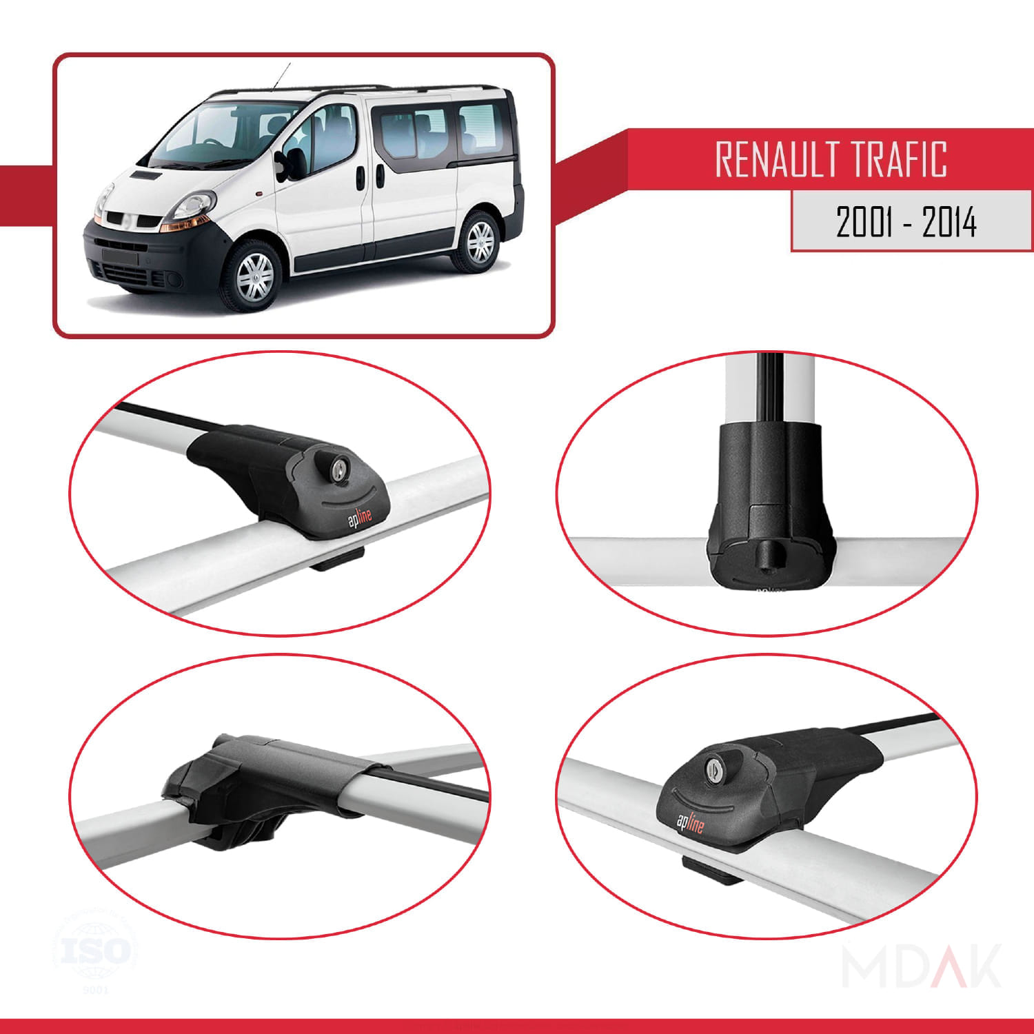 Renault Trafic 2 (X83) 2001-2014 Arası ile Uyumlu ACE-1 Ara Atkı Tavan Barı Gri 3 Adet - Görsel 4