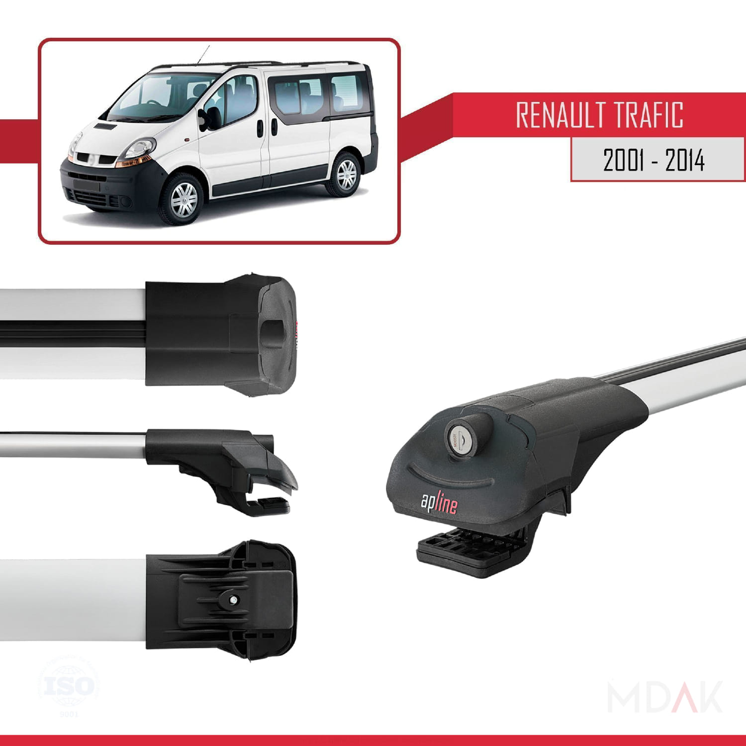 Renault Trafic 2 (X83) 2001-2014 Arası ile Uyumlu ACE-1 Ara Atkı Tavan Barı Gri 4 Adet - Görsel 3