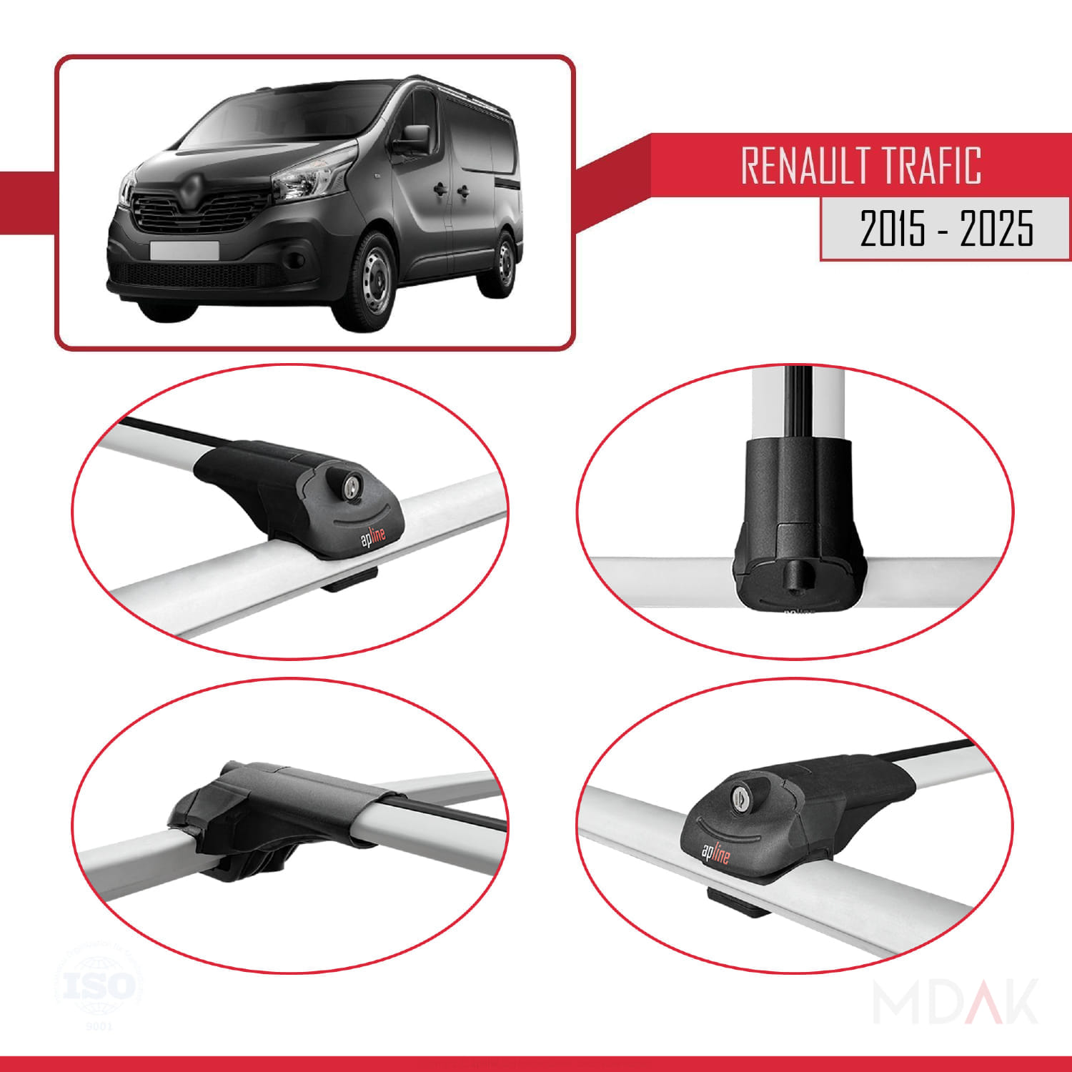 Renault Trafic 3 (X82) 2015 ve Sonrası ile Uyumlu ACE-1 Ara Atkı Tavan Barı Gri 2 Adet - Görsel 4