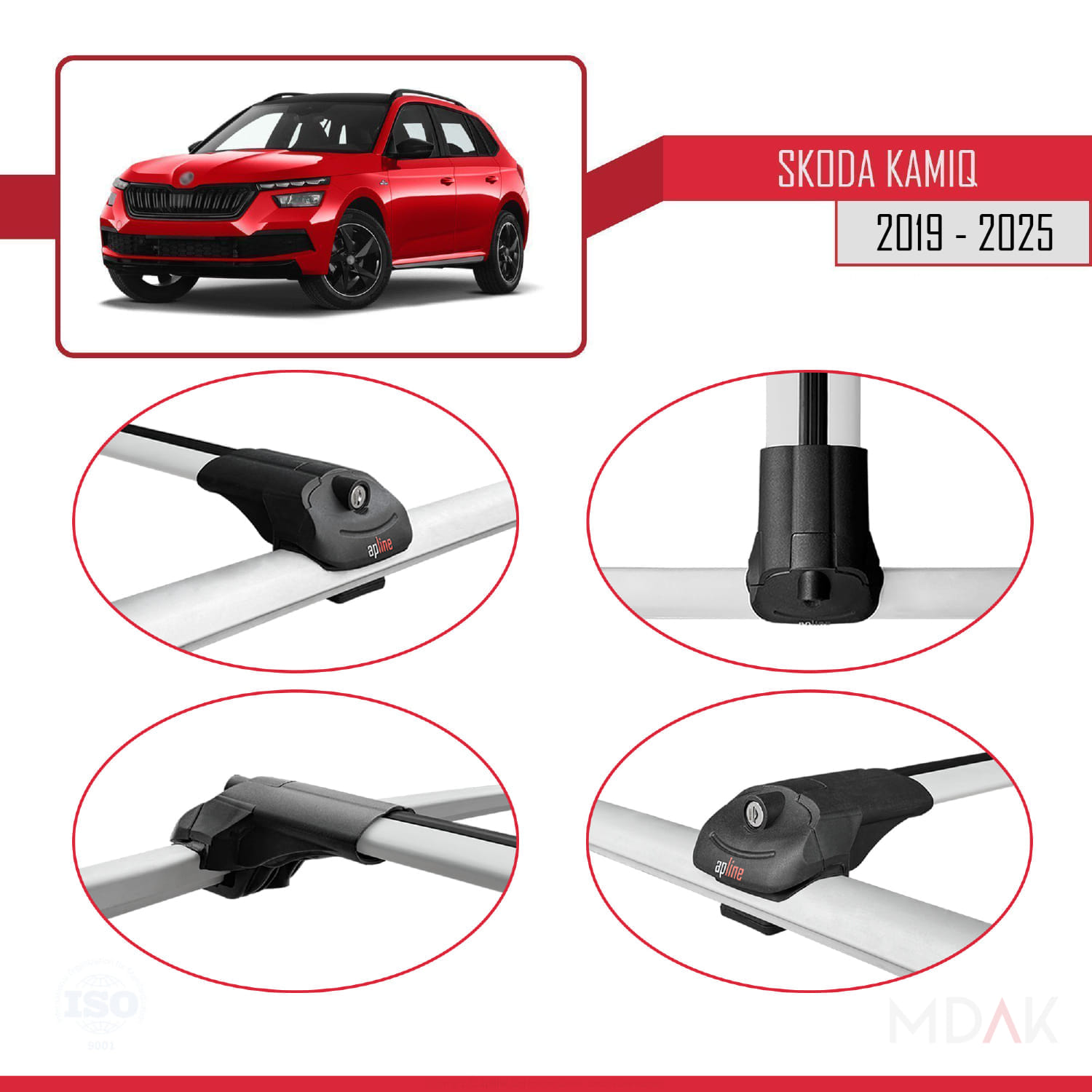 Skoda Kamiq 2019 ve Sonrası ile Uyumlu ACE-1 Ara Atkı Tavan Barı Gri 2 Adet - Görsel 4