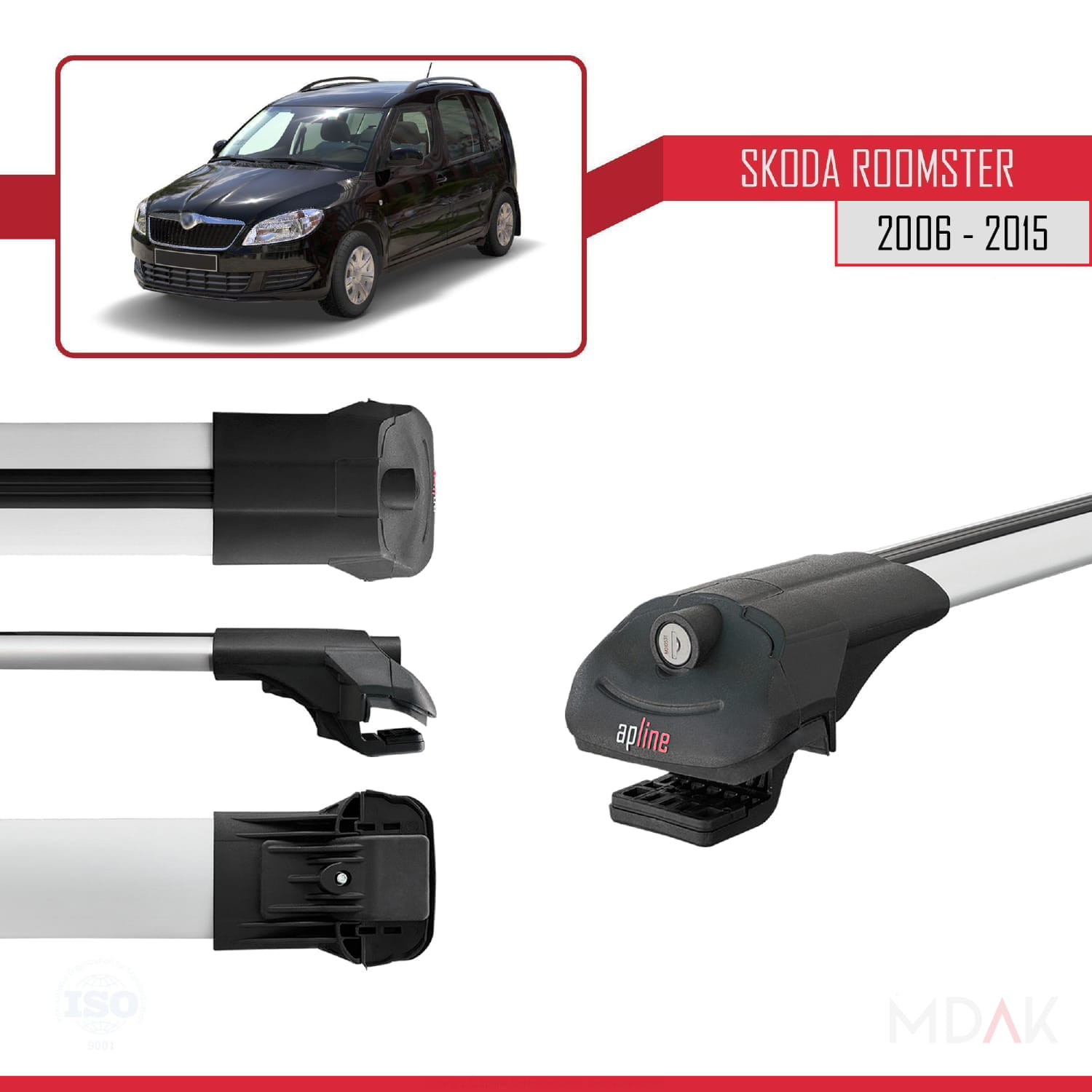 Skoda Roomster 2006-2015 Arası ile Uyumlu ACE-1 Ara Atkı Tavan Barı Gri 3 Adet - Görsel 3