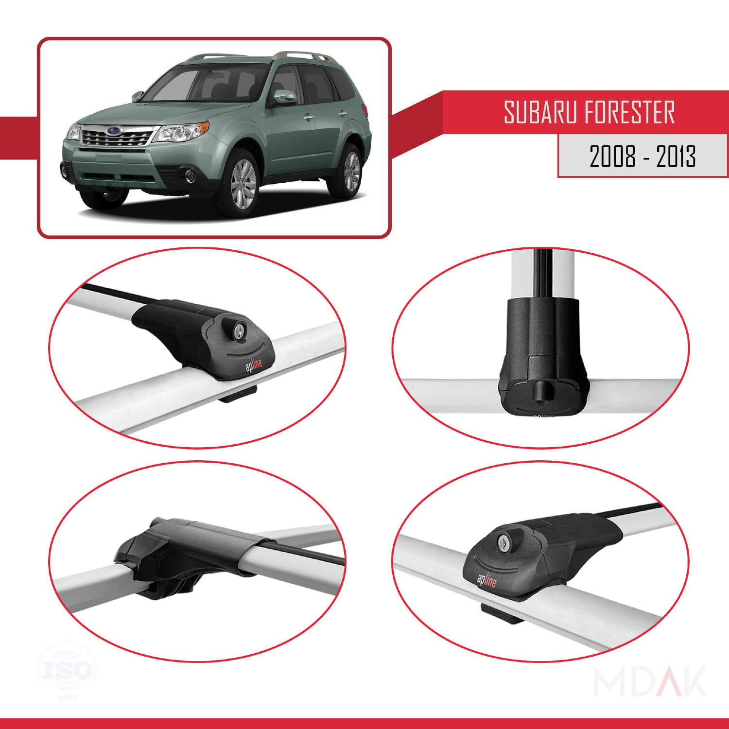 Subaru Forester 3 (SH) 2008-2013 Arası ile Uyumlu ACE-1 Ara Atkı Tavan Barı Gri 2 Adet - Görsel 4
