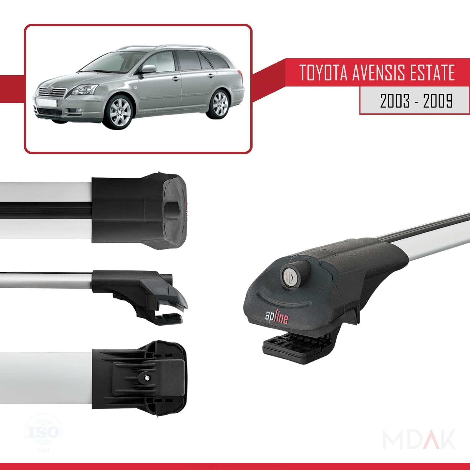 Toyota Avensis SW 2003-2009 Arası ile Uyumlu ACE-1 Ara Atkı Tavan Barı Gri 3 Adet - Görsel 3
