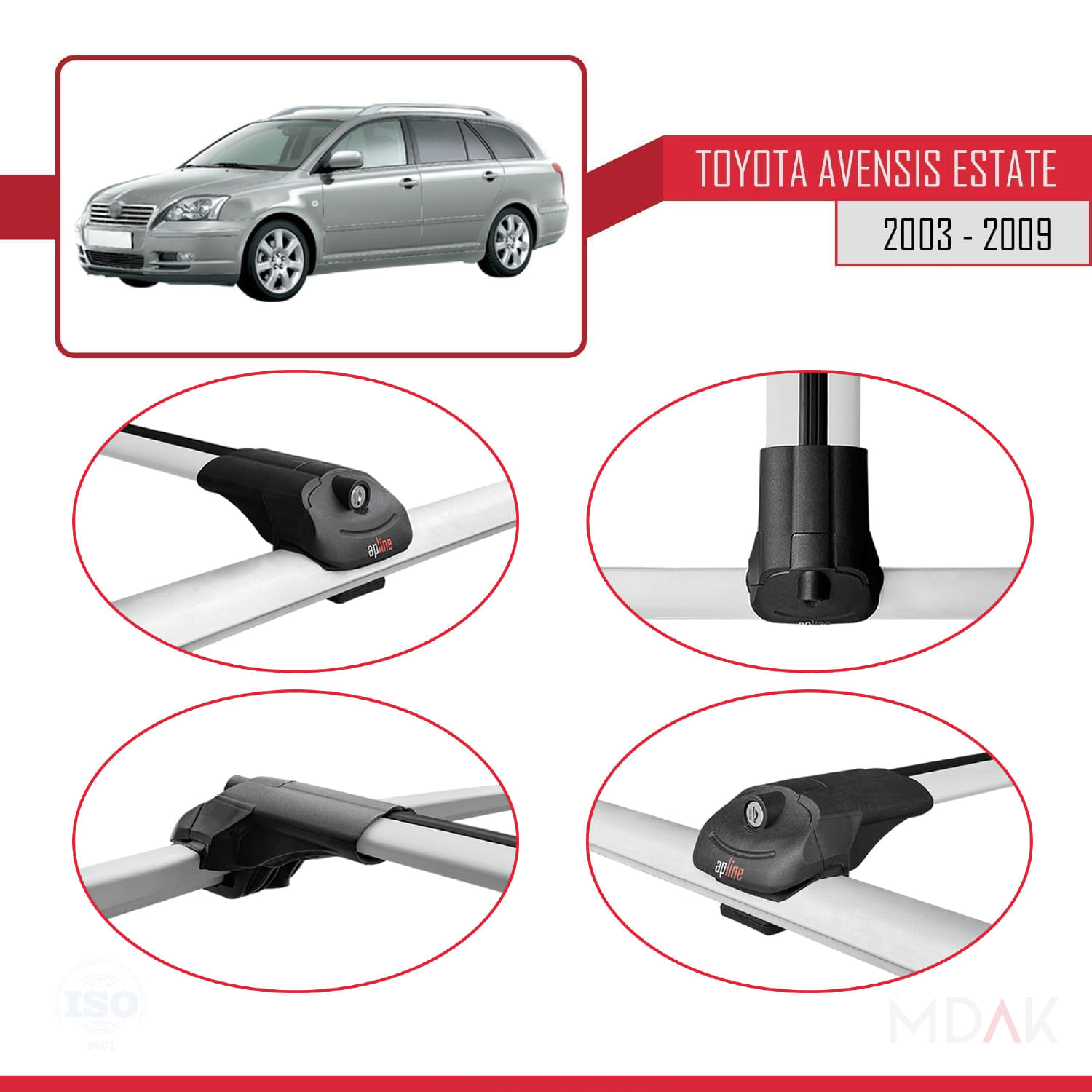 Toyota Avensis SW 2003-2009 Arası ile Uyumlu ACE-1 Ara Atkı Tavan Barı Gri 3 Adet - Görsel 4