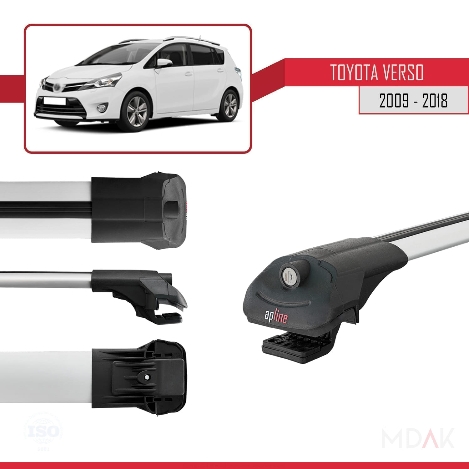 Toyota Verso (AR20) 2009-2018 Arası ile Uyumlu ACE-1 Ara Atkı Tavan Barı Gri 4 Adet - Görsel 3