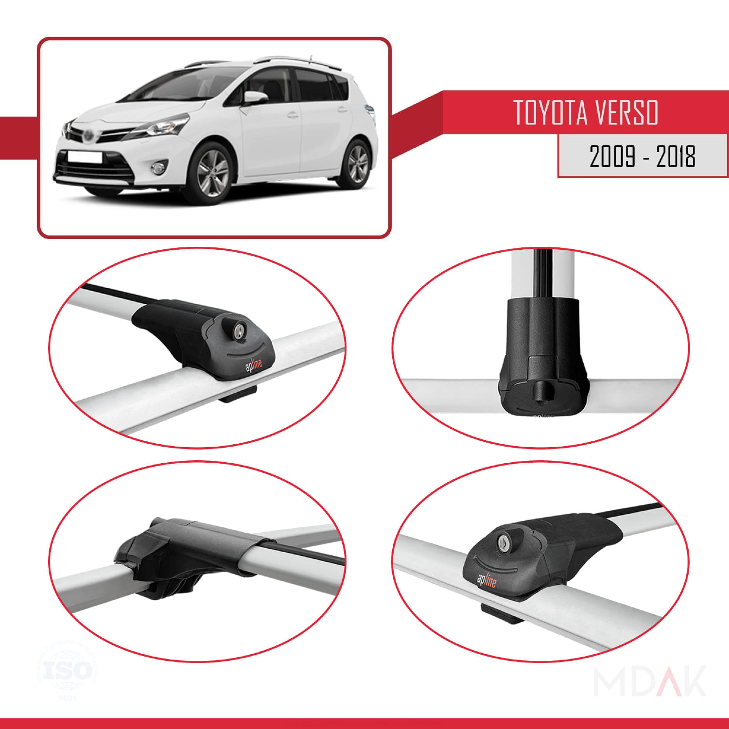 Toyota Verso (AR20) 2009-2018 Arası ile Uyumlu ACE-1 Ara Atkı Tavan Barı Gri 2 Adet - Görsel 4