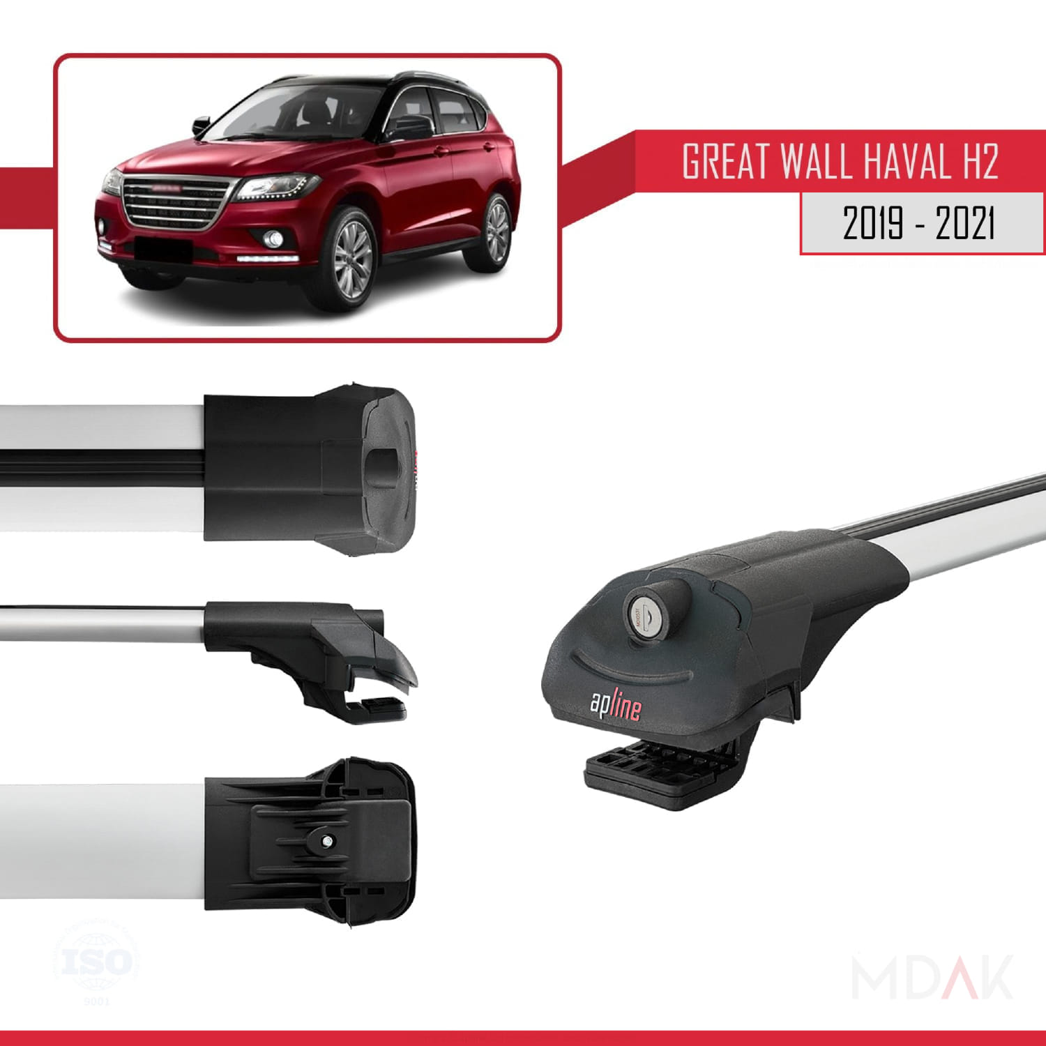 Great Wall Haval H2 2019-2021 Arası ile Uyumlu ACE-1 Ara Atkı Tavan Barı Gri 3 Adet - Görsel 3