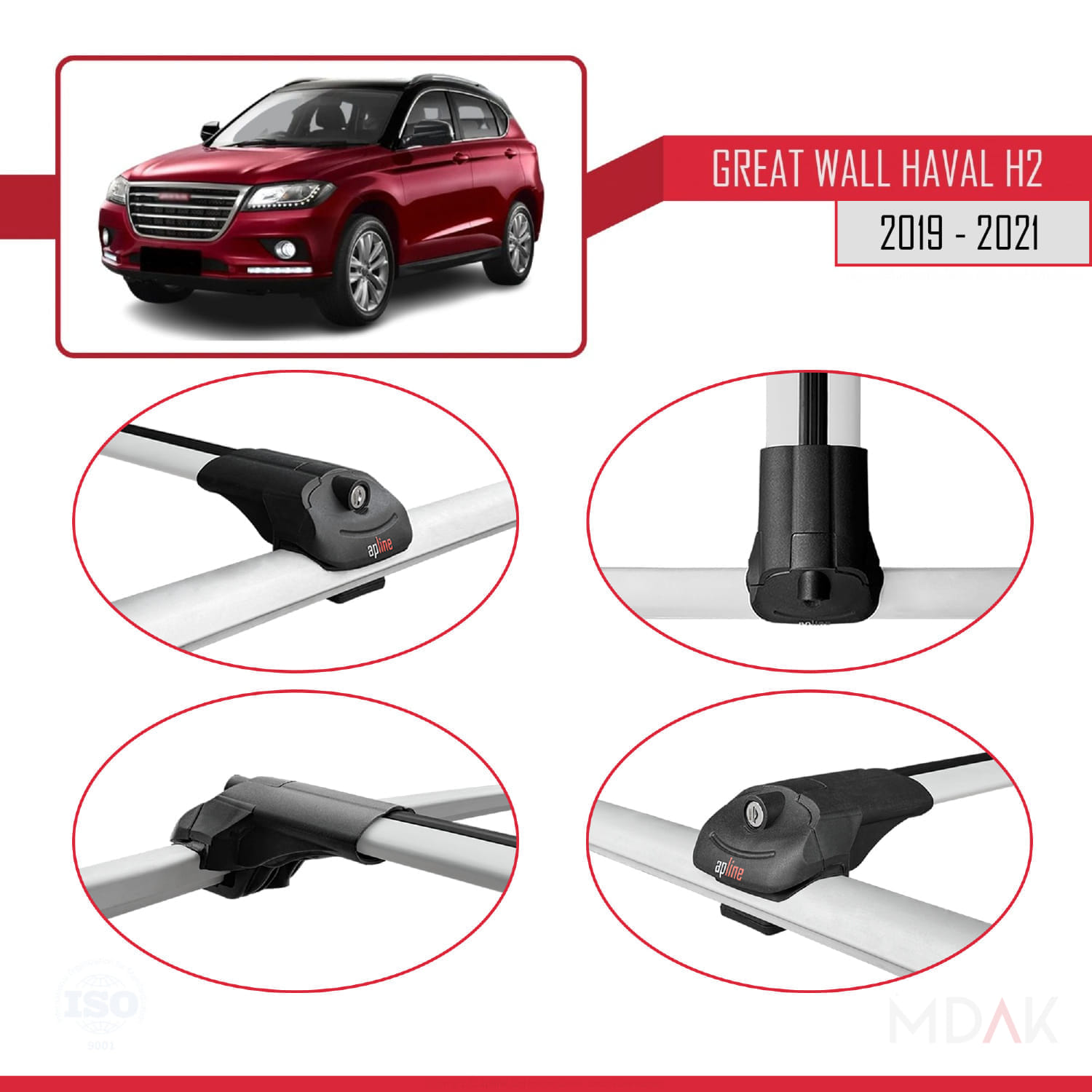 Great Wall Haval H2 2019-2021 Arası ile Uyumlu ACE-1 Ara Atkı Tavan Barı Gri 3 Adet - Görsel 4