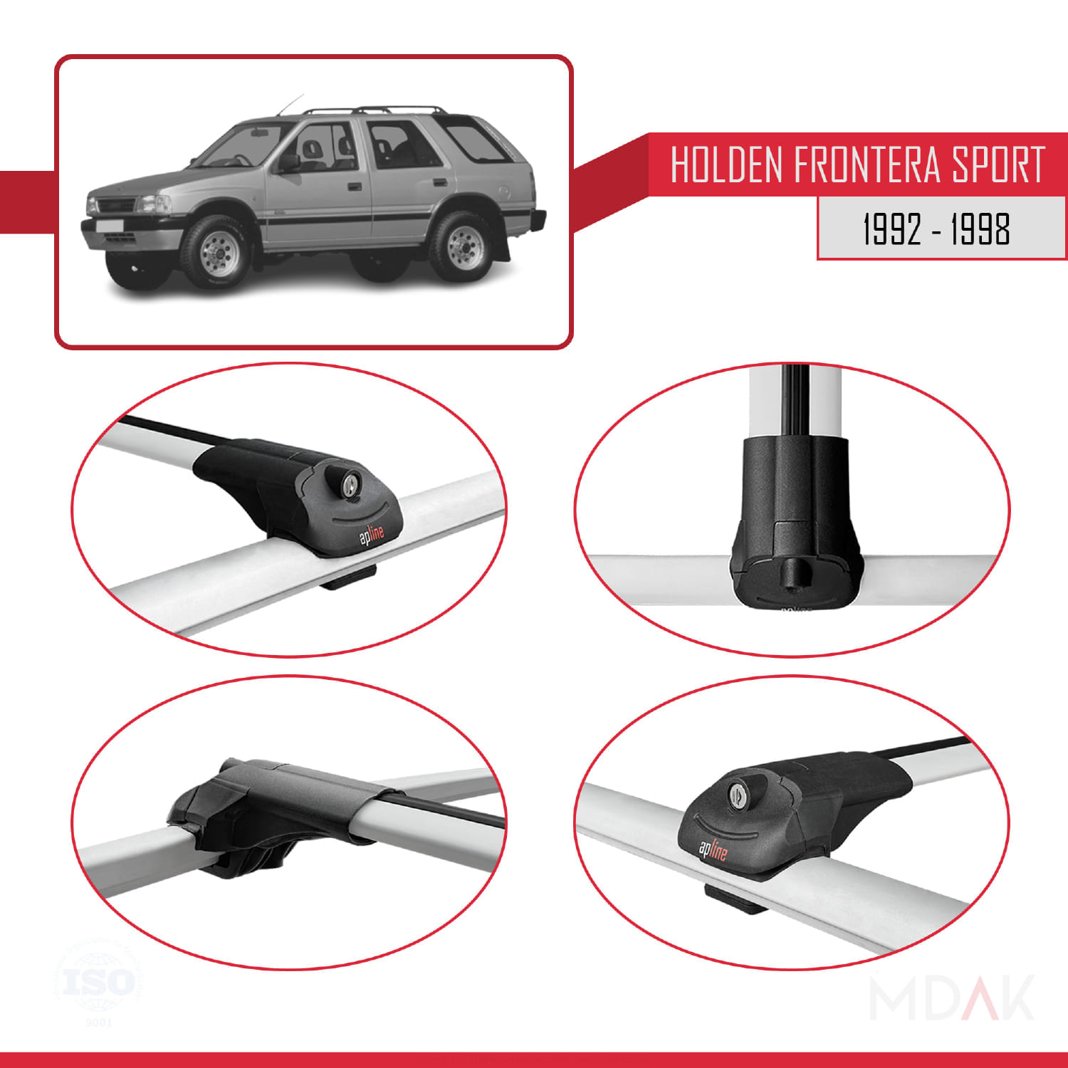 Holden Frontera Sport 1992-1998 Arası ile Uyumlu ACE-1 Ara Atkı Tavan Barı Gri 3 Adet - Görsel 4