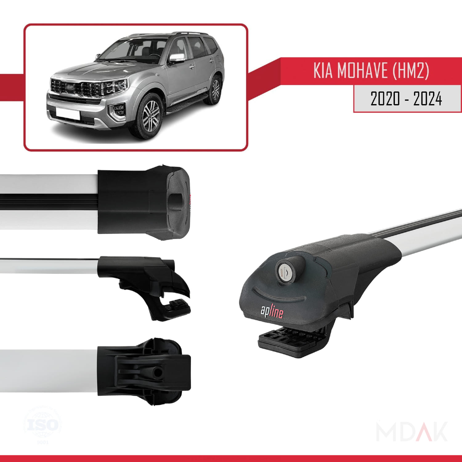Kia Mohave 2 (HM2) 2020-2024 Arası ile Uyumlu ACE-1 Ara Atkı Tavan Barı Gri 3 Adet - Görsel 3