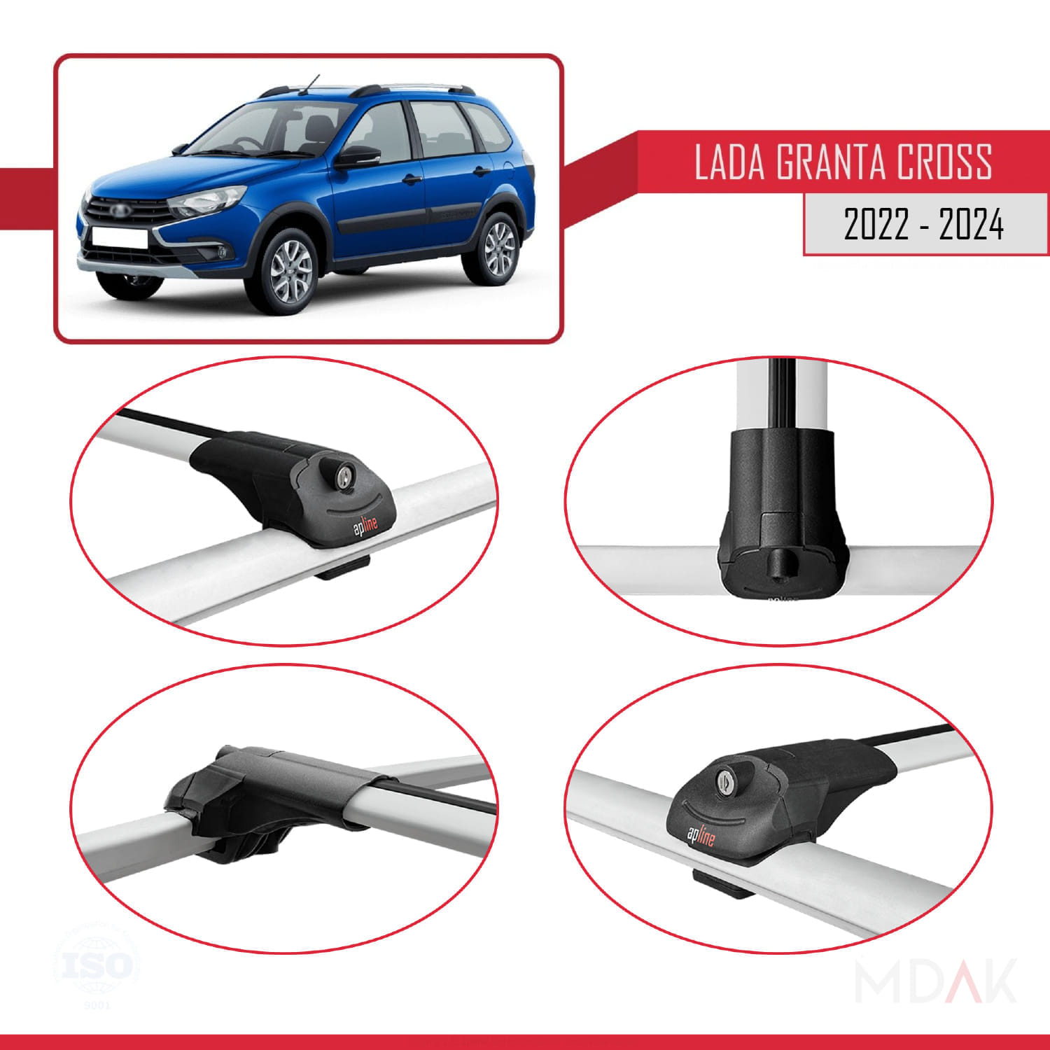 Lada Granta Cross 2022 ve Sonrası ile Uyumlu ACE-1 Ara Atkı Tavan Barı Gri 3 Adet - Görsel 4