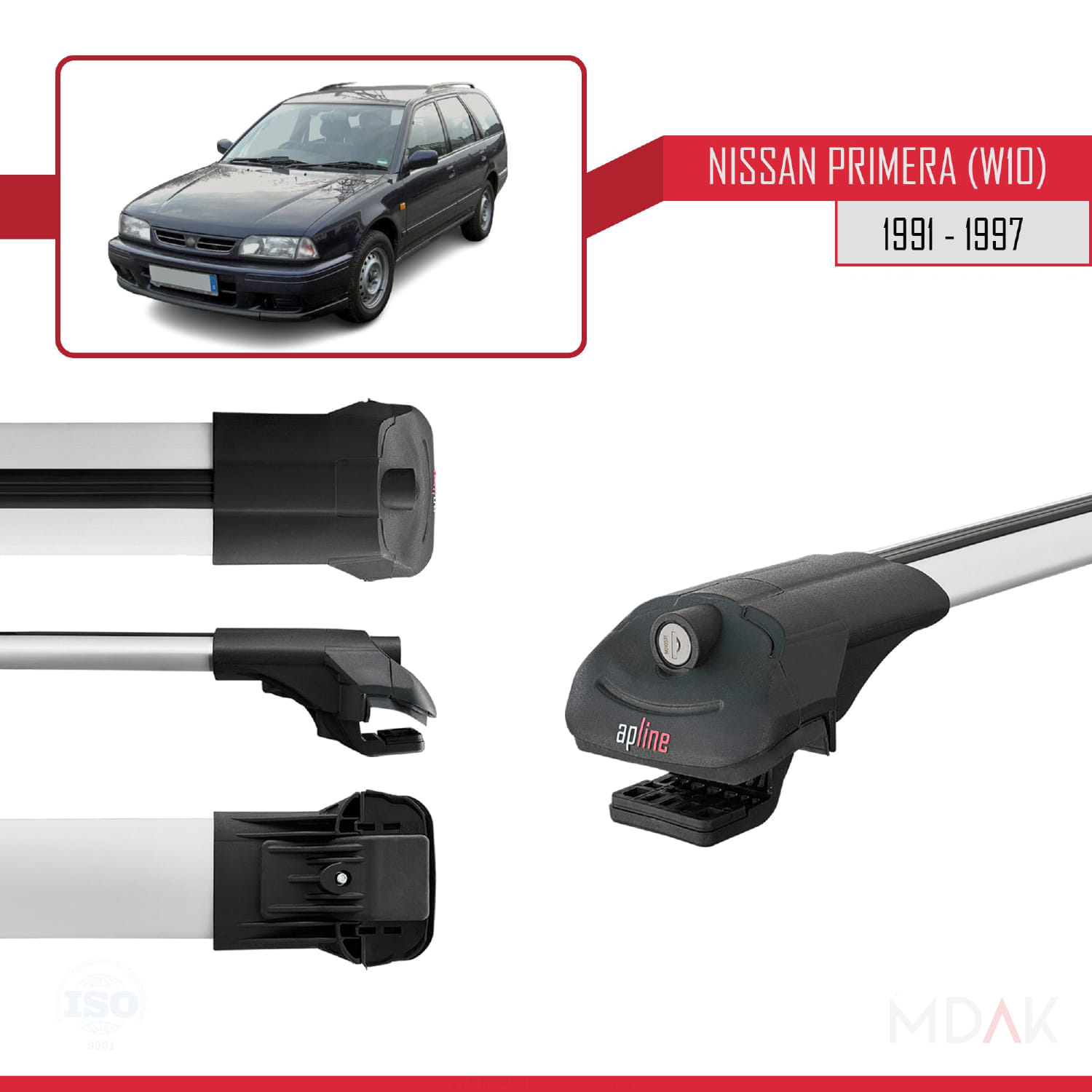 Nissan Primera (W10) Traveller 1991-1997 Arası ile Uyumlu ACE-1 Ara Atkı Tavan Barı Gri 3 Adet - Görsel 3