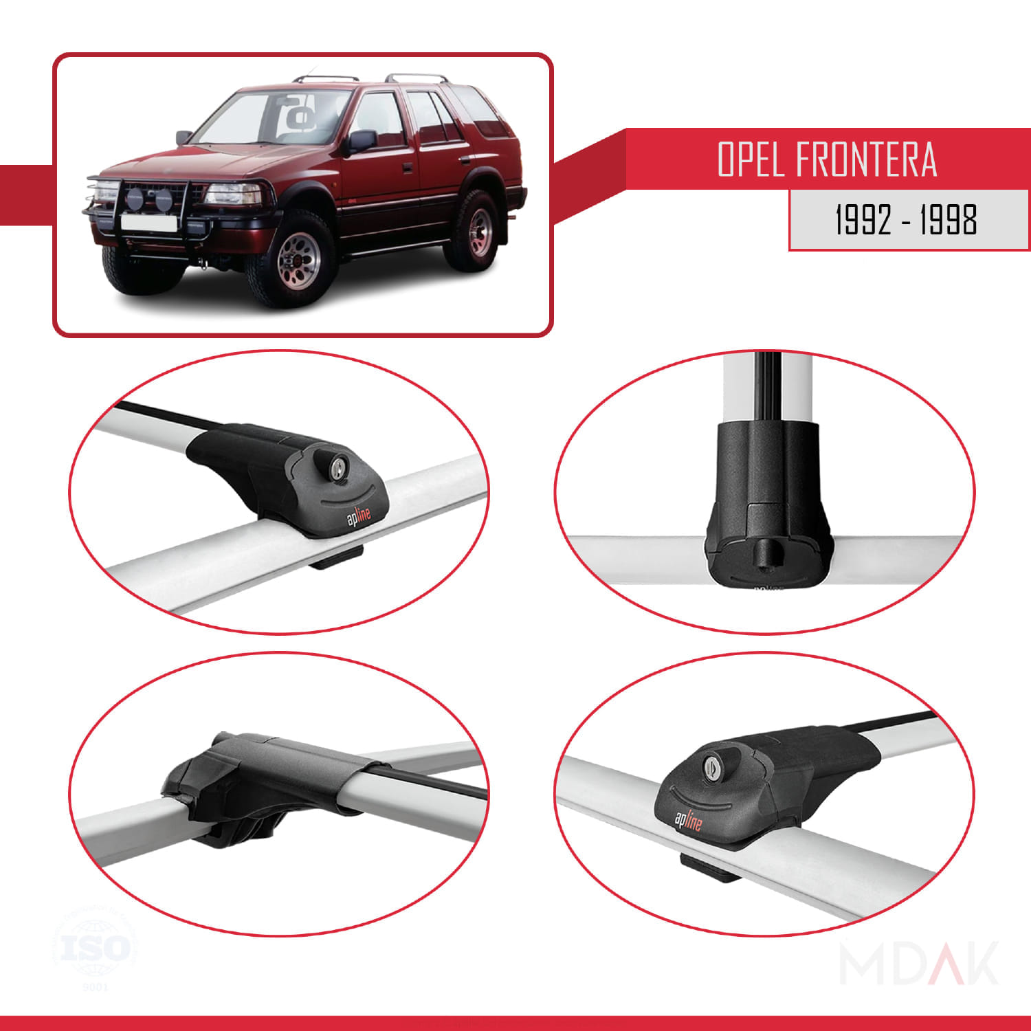Opel Frontera 1992-1998 Arası ile Uyumlu ACE-1 Ara Atkı Tavan Barı Gri 3 Adet - Görsel 4