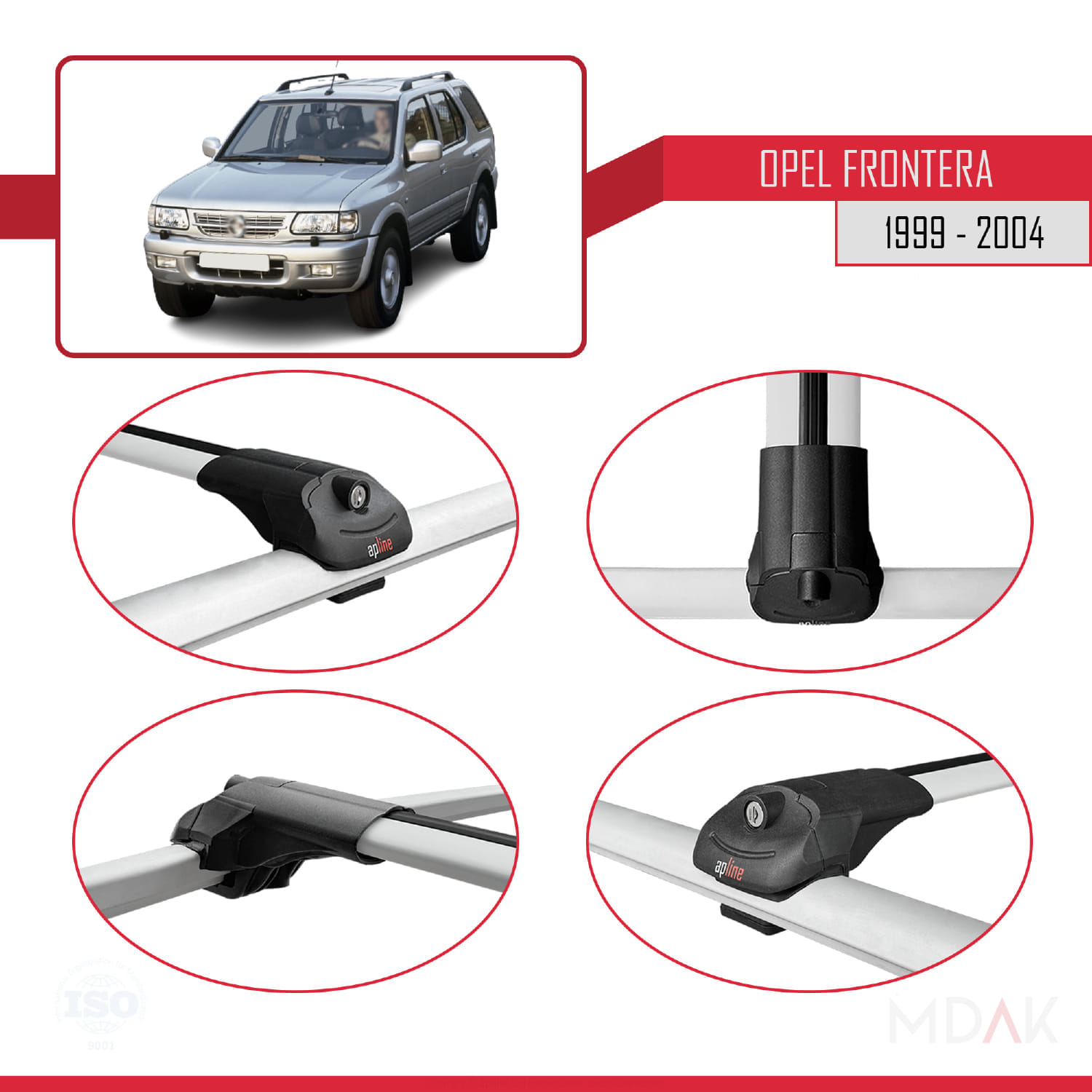 Opel Frontera 2 1999-2004 Arası ile Uyumlu ACE-1 Ara Atkı Tavan Barı Gri 3 Adet - Görsel 4