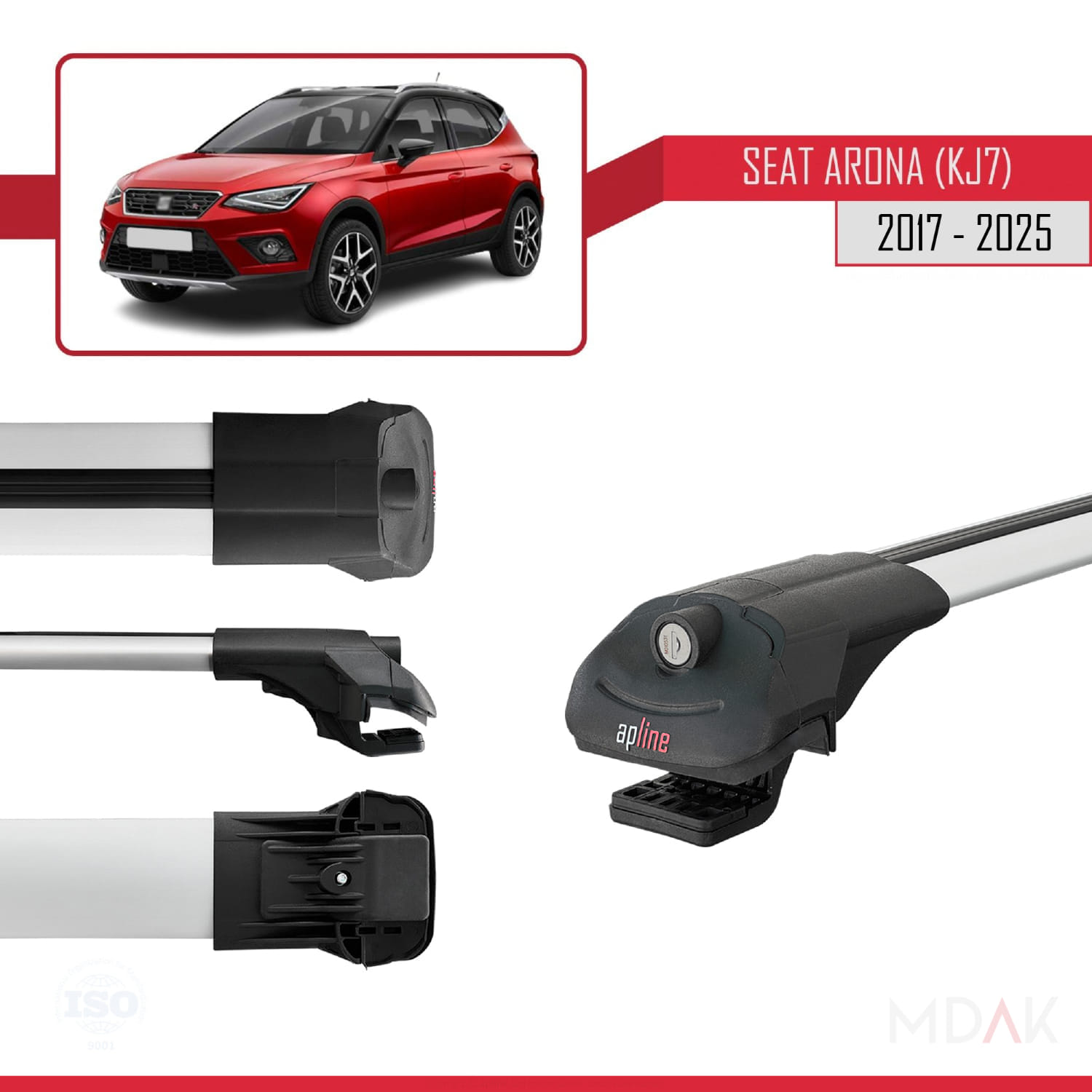 Seat Arona (KJ7) 2017 ve Sonrası ile Uyumlu ACE-1 Ara Atkı Tavan Barı Gri 3 Adet - Görsel 3