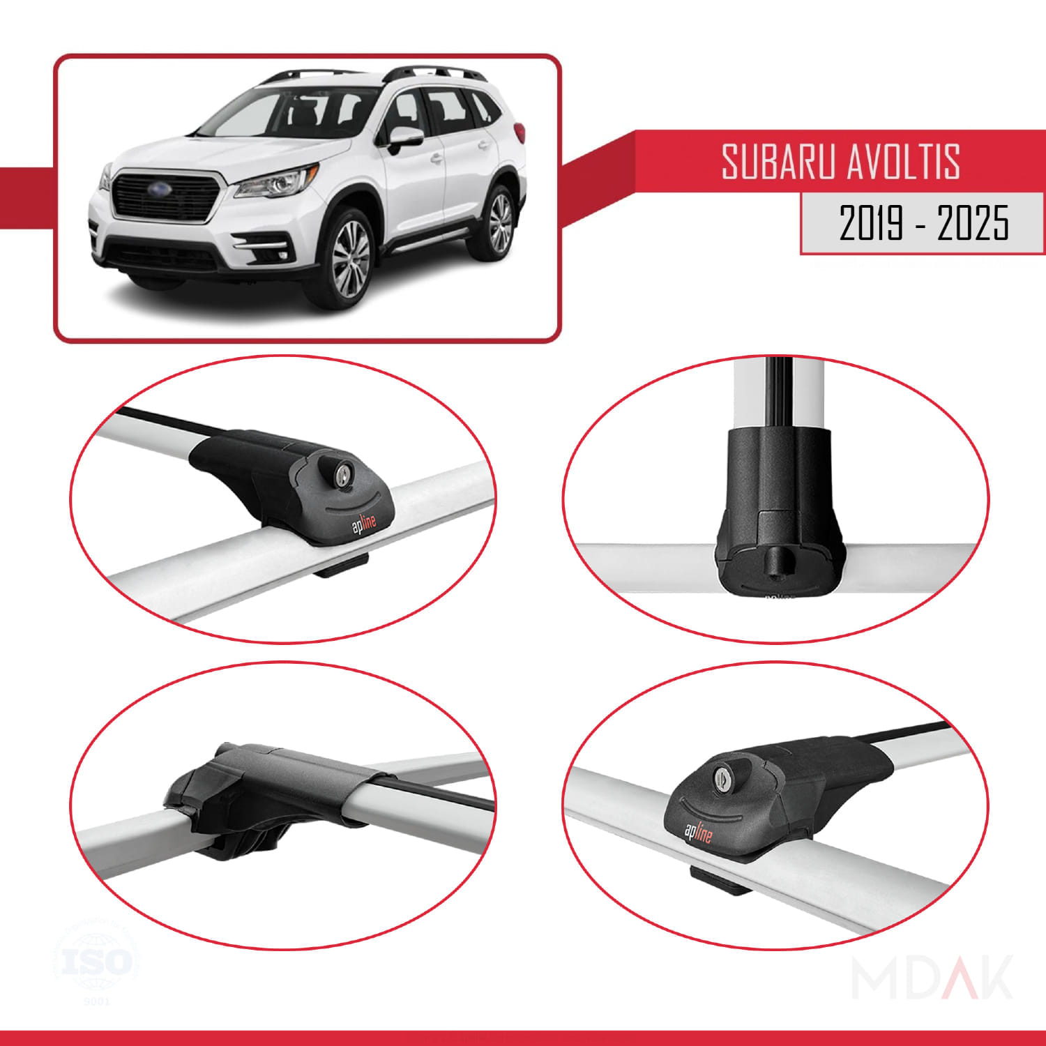 Subaru Evoltis 2019 ve Sonrası ile Uyumlu ACE-1 Ara Atkı Tavan Barı Gri 3 Adet - Görsel 4