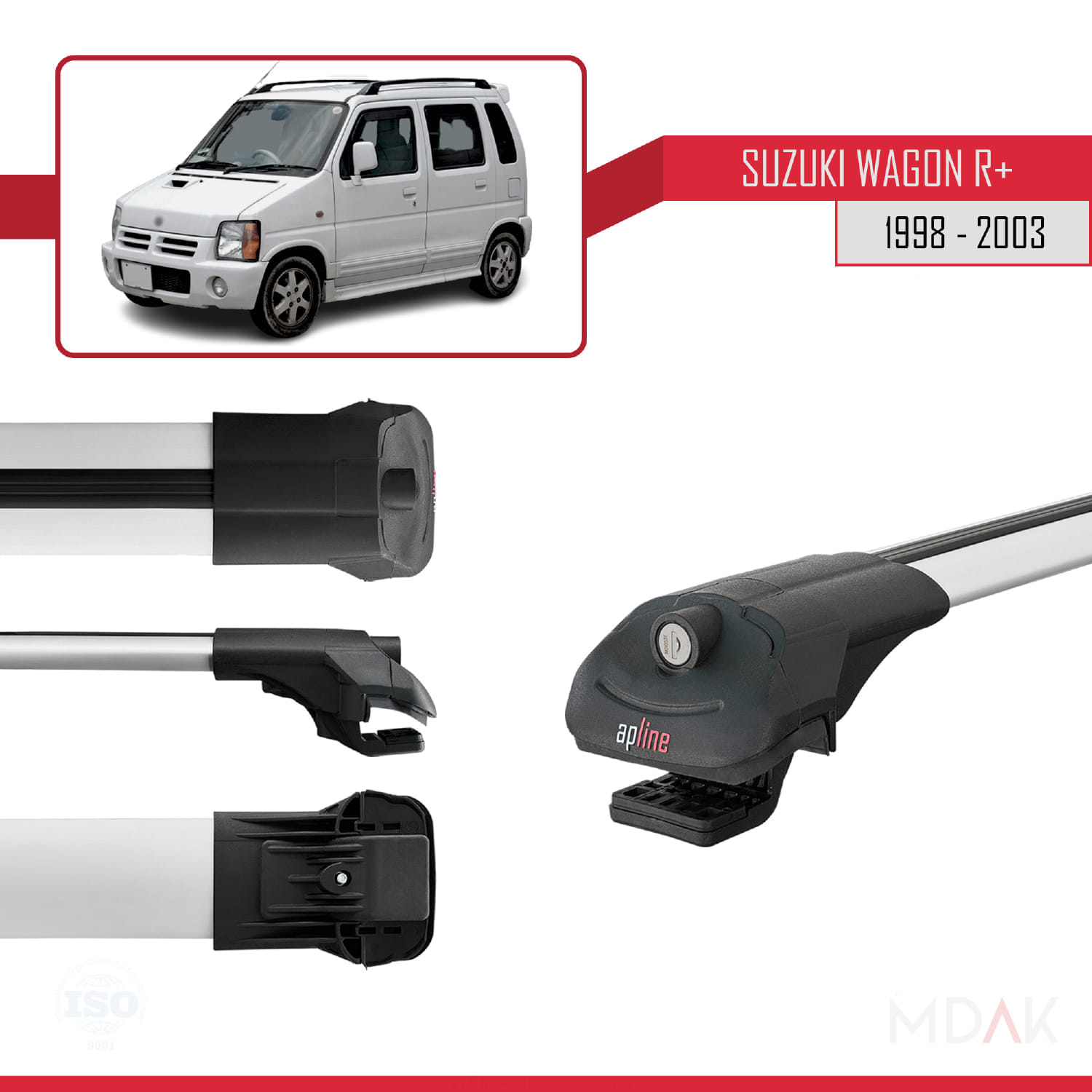 Suzuki Wagon R+ 1998-2003 Arası ile Uyumlu ACE-1 Ara Atkı Tavan Barı Gri 3 Adet - Görsel 3