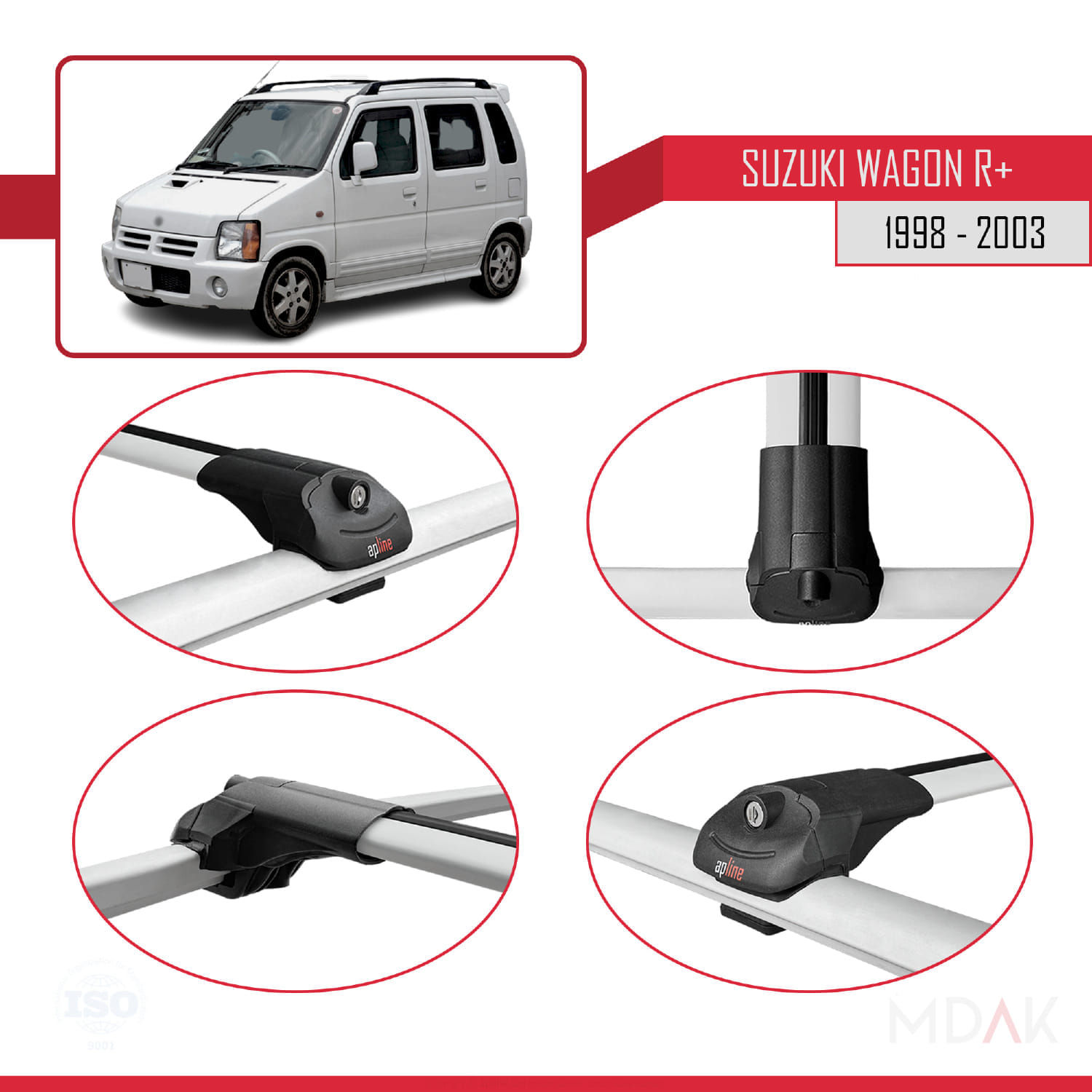 Suzuki Wagon R+ 1998-2003 Arası ile Uyumlu ACE-1 Ara Atkı Tavan Barı Gri 3 Adet - Görsel 4