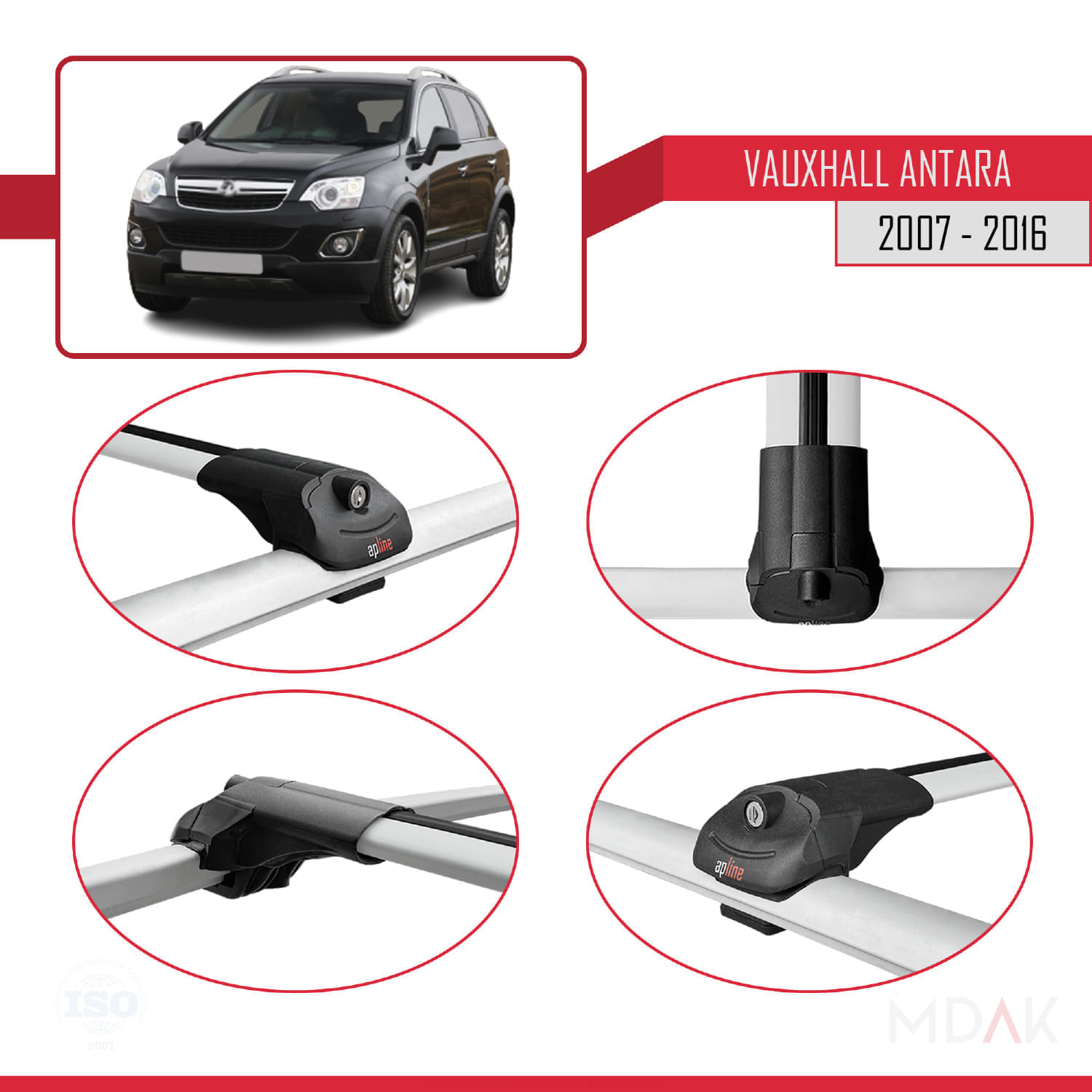 Vauxhall Antara 2007-2016 Arası ile Uyumlu ACE-1 Ara Atkı Tavan Barı Gri 3 Adet - Görsel 4