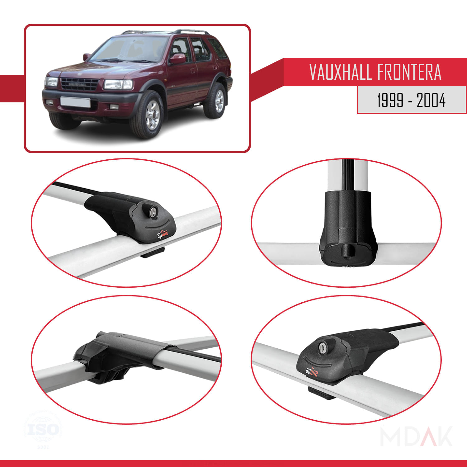 Vauxhall Frontera 2 1999-2004 Arası ile Uyumlu ACE-1 Ara Atkı Tavan Barı Gri 3 Adet - Görsel 4