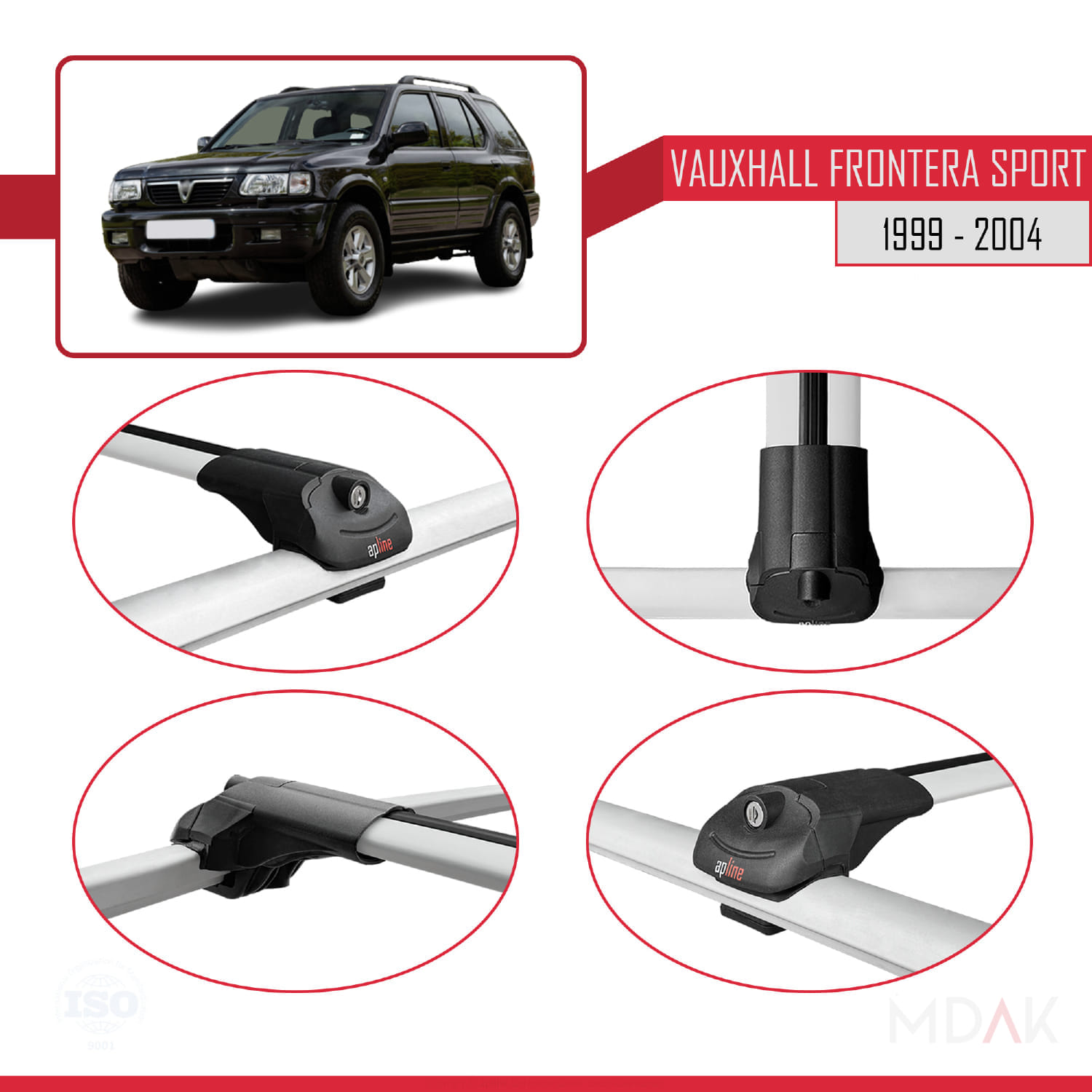 Vauxhall Frontera 2 Sport 1999-2004 Arası ile Uyumlu ACE-1 Ara Atkı Tavan Barı Gri 3 Adet - Görsel 4