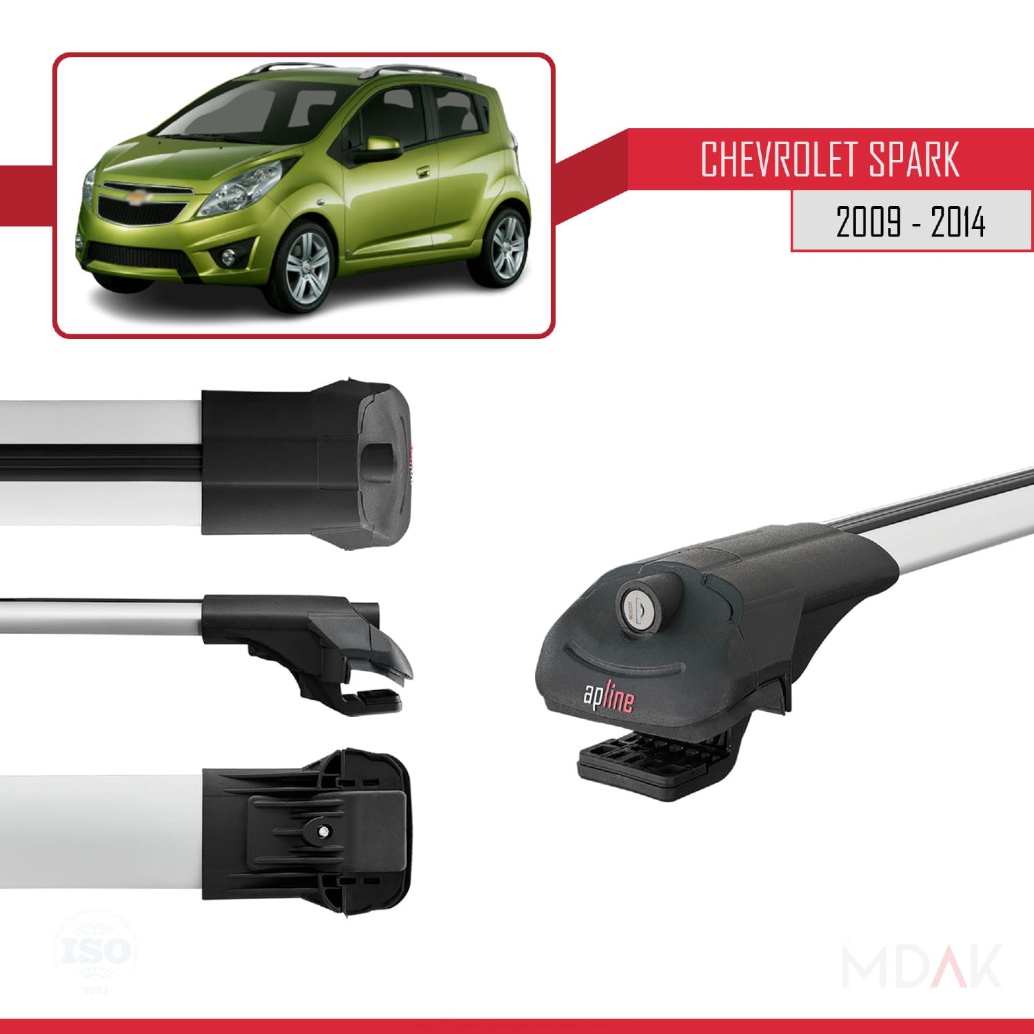 Chevrolet Spark (M300) 2009-2014 Arası ile Uyumlu ACE-1 Ara Atkı Tavan Barı Gri 3 Adet - Görsel 3