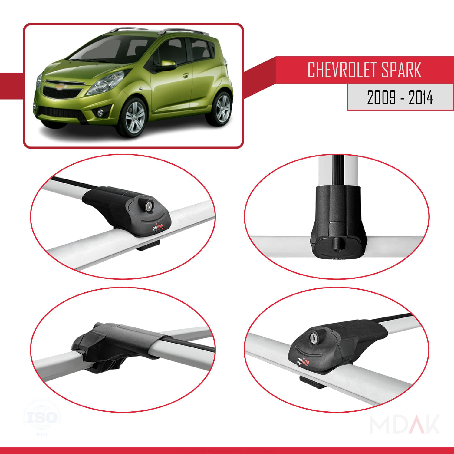Chevrolet Spark (M300) 2009-2014 Arası ile Uyumlu ACE-1 Ara Atkı Tavan Barı Gri 3 Adet - Görsel 4