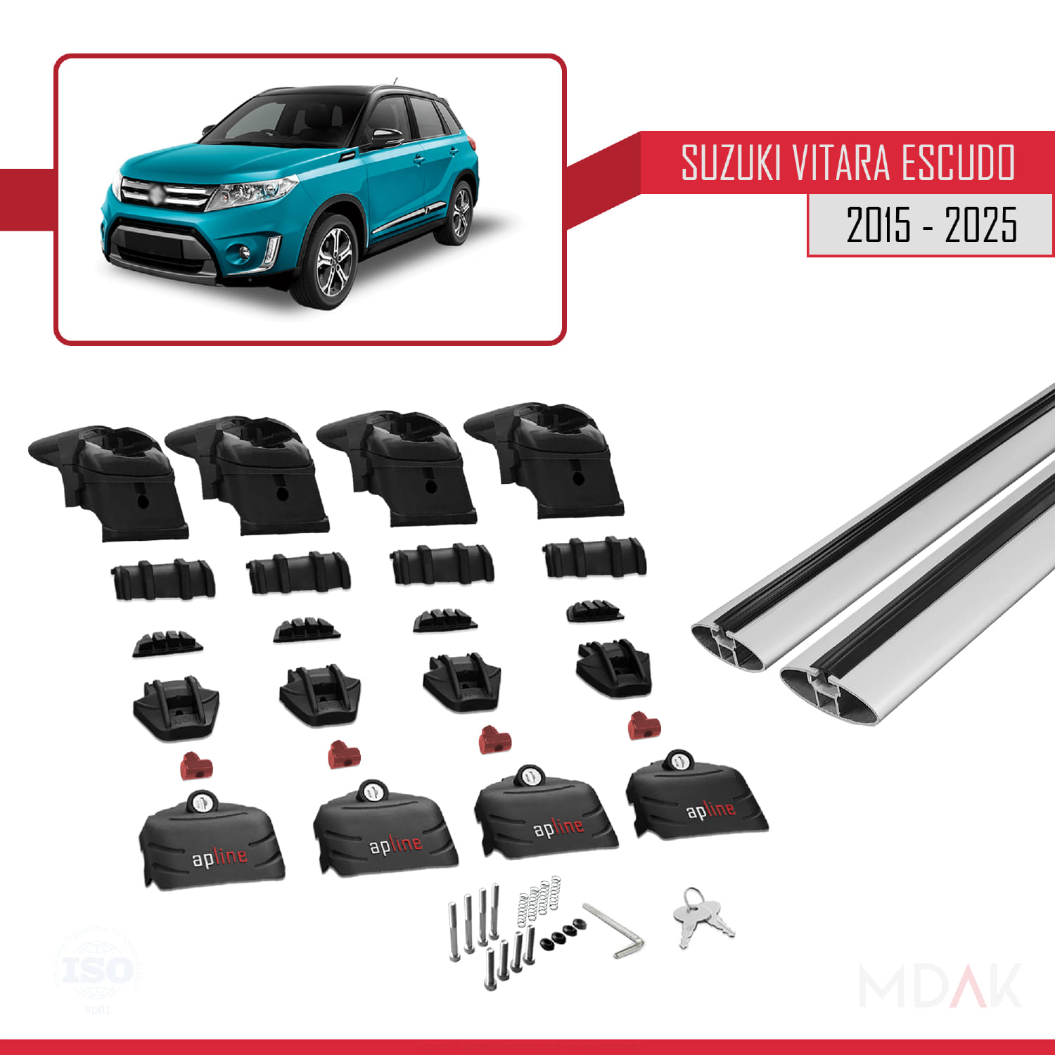 Suzuki Vitara/Escudo (LY) 2015 ve Sonrası ile Uyumlu ACE-2 Ara Atkı Tavan Barı Gri 2 Adet - Görsel 7