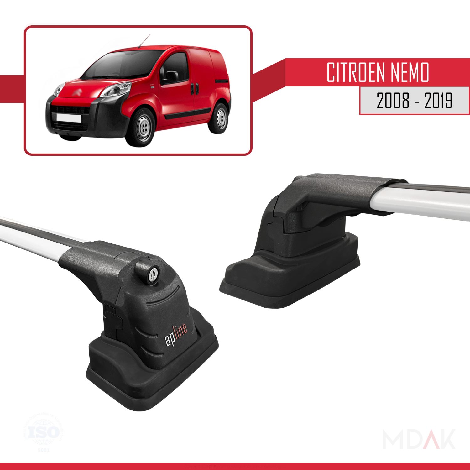 Citroen Nemo 2008-2019 Arası ile Uyumlu ACE-3 Ara Atkı Tavan Barı Gri 2 Adet - Görsel 3