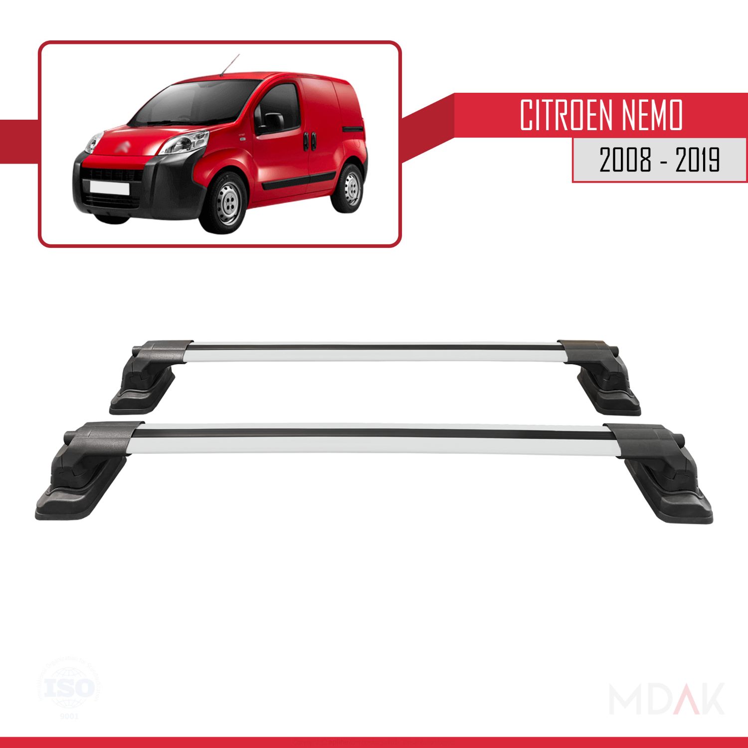 Citroen Nemo 2008-2019 Arası ile Uyumlu ACE-3 Ara Atkı Tavan Barı Gri 2 Adet - Görsel 4