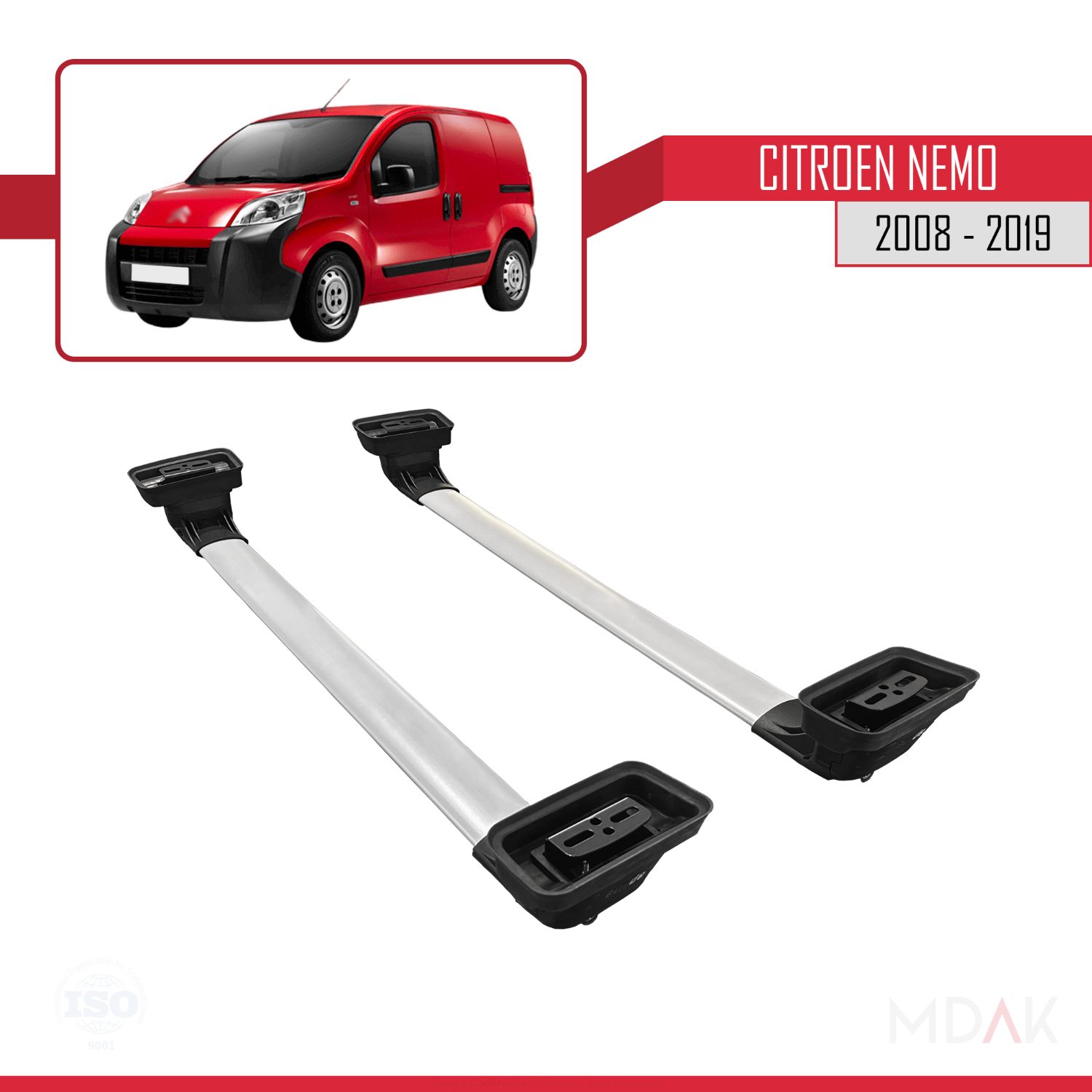 Citroen Nemo 2008-2019 Arası ile Uyumlu ACE-3 Ara Atkı Tavan Barı Gri 2 Adet - Görsel 5