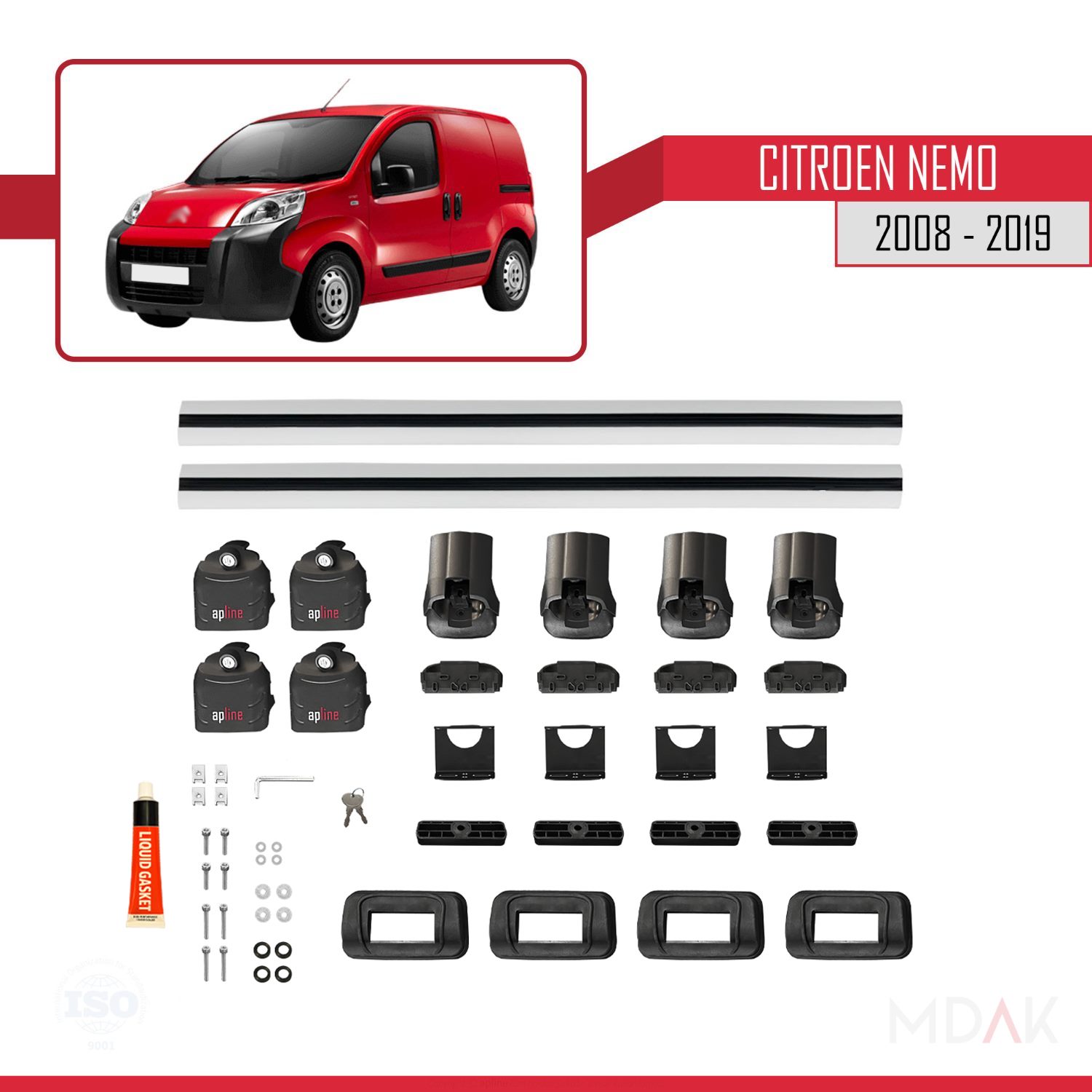 Citroen Nemo 2008-2019 Arası ile Uyumlu ACE-3 Ara Atkı Tavan Barı Gri 2 Adet - Görsel 6