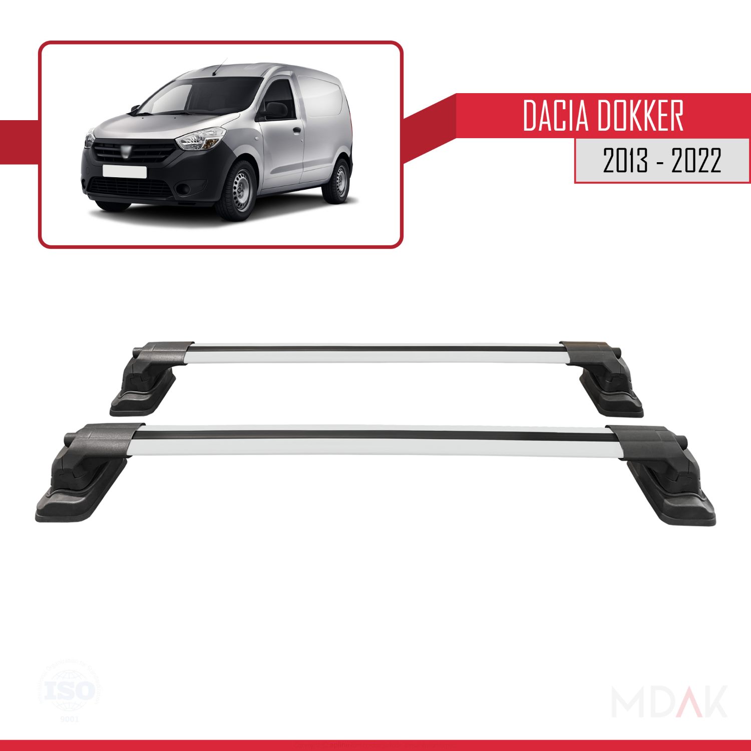 Dacia Dokker 2013-2022 Arası ile Uyumlu ACE-3 Ara Atkı Tavan Barı Gri 2 Adet - Görsel 4