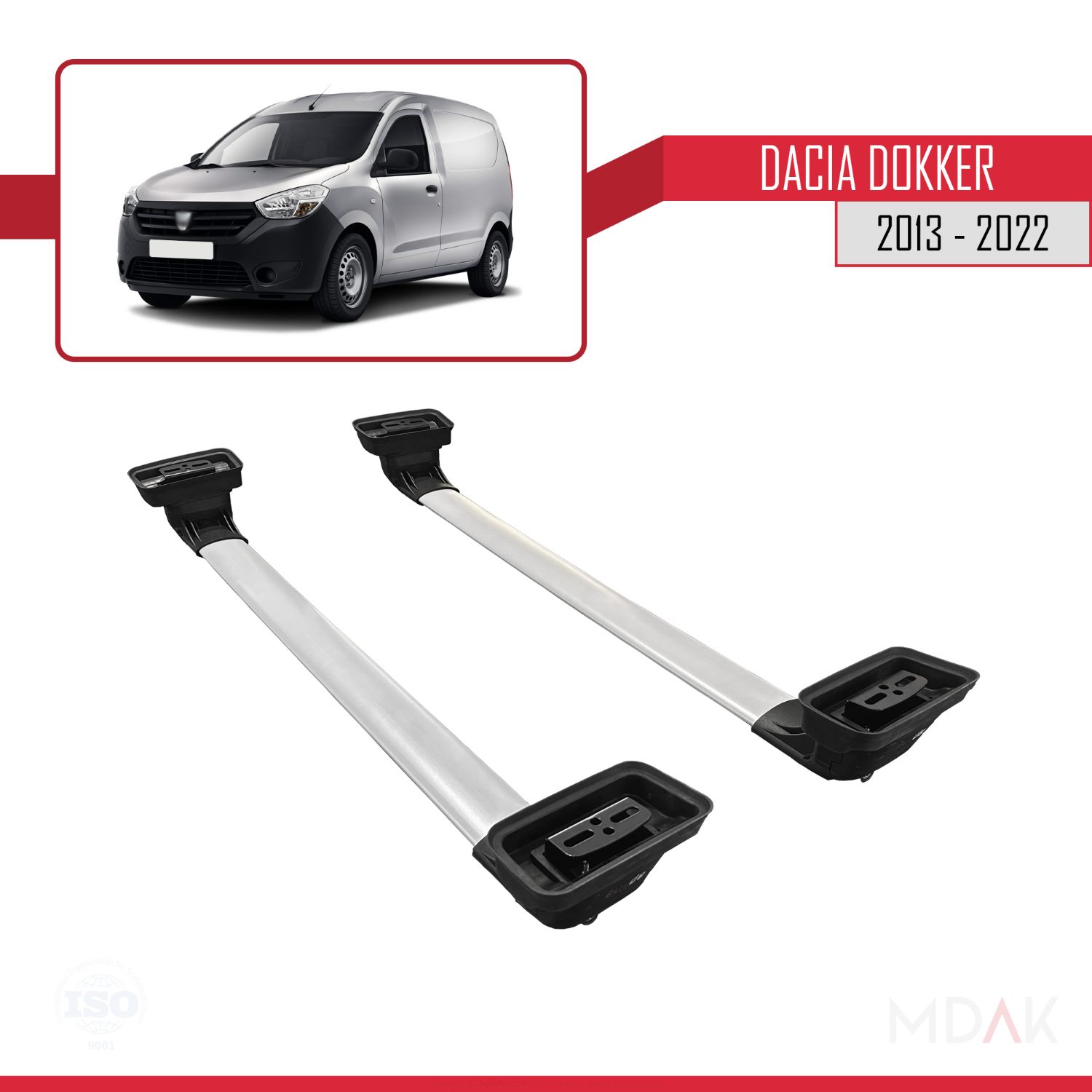 Dacia Dokker 2013-2022 Arası ile Uyumlu ACE-3 Ara Atkı Tavan Barı Gri 2 Adet - Görsel 5