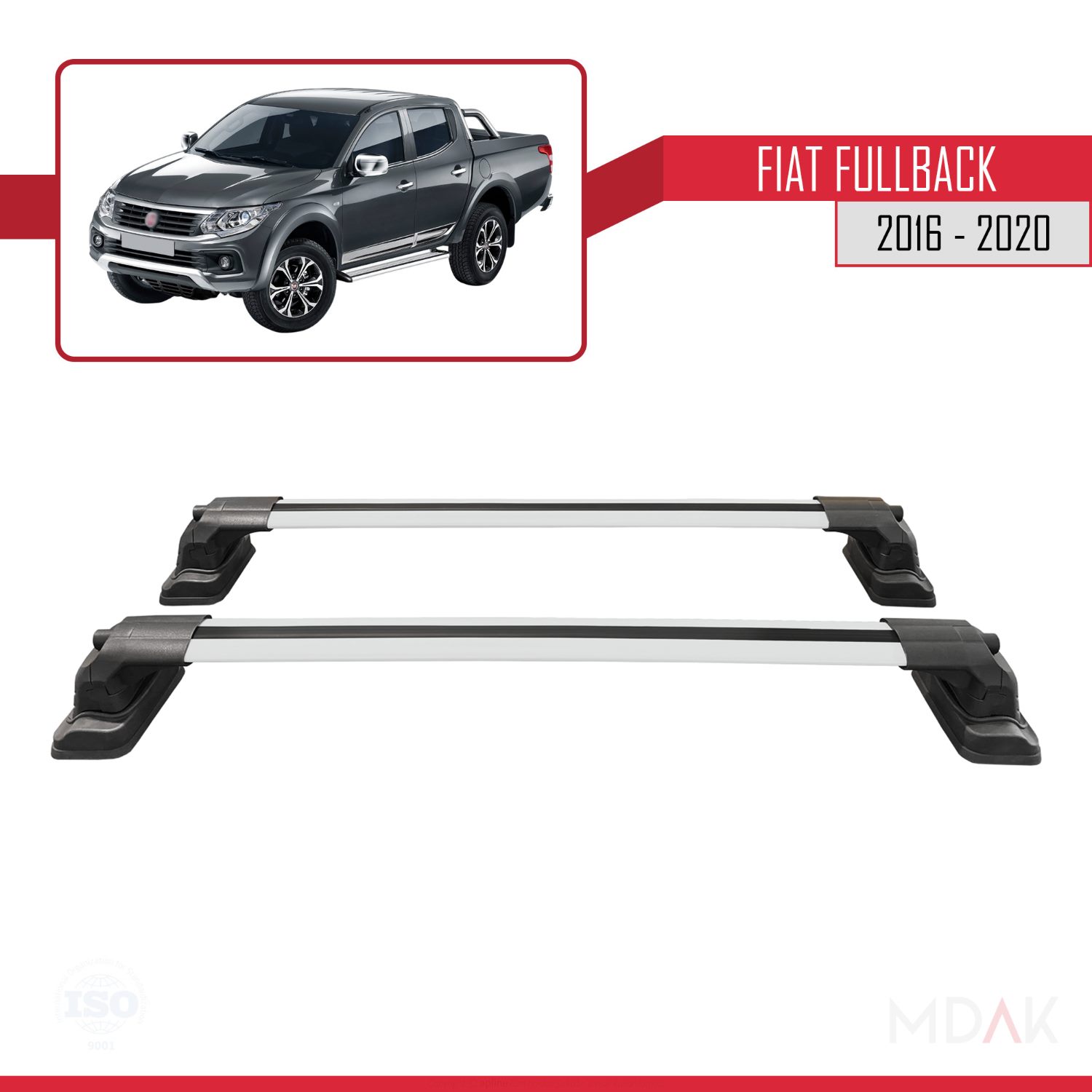 Fiat Fullback 2016-2020 Arası ile Uyumlu ACE-3 Ara Atkı Tavan Barı Gri 2 Adet - Görsel 4