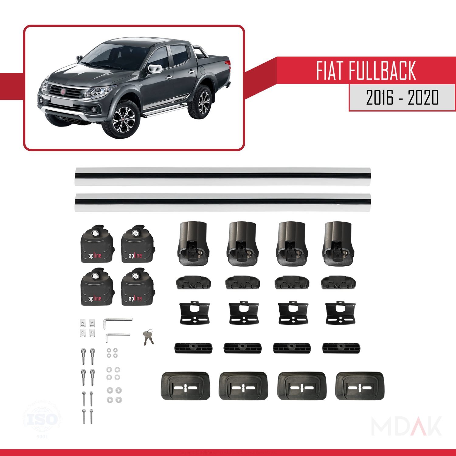 Fiat Fullback 2016-2020 Arası ile Uyumlu ACE-3 Ara Atkı Tavan Barı Gri 2 Adet - Görsel 6