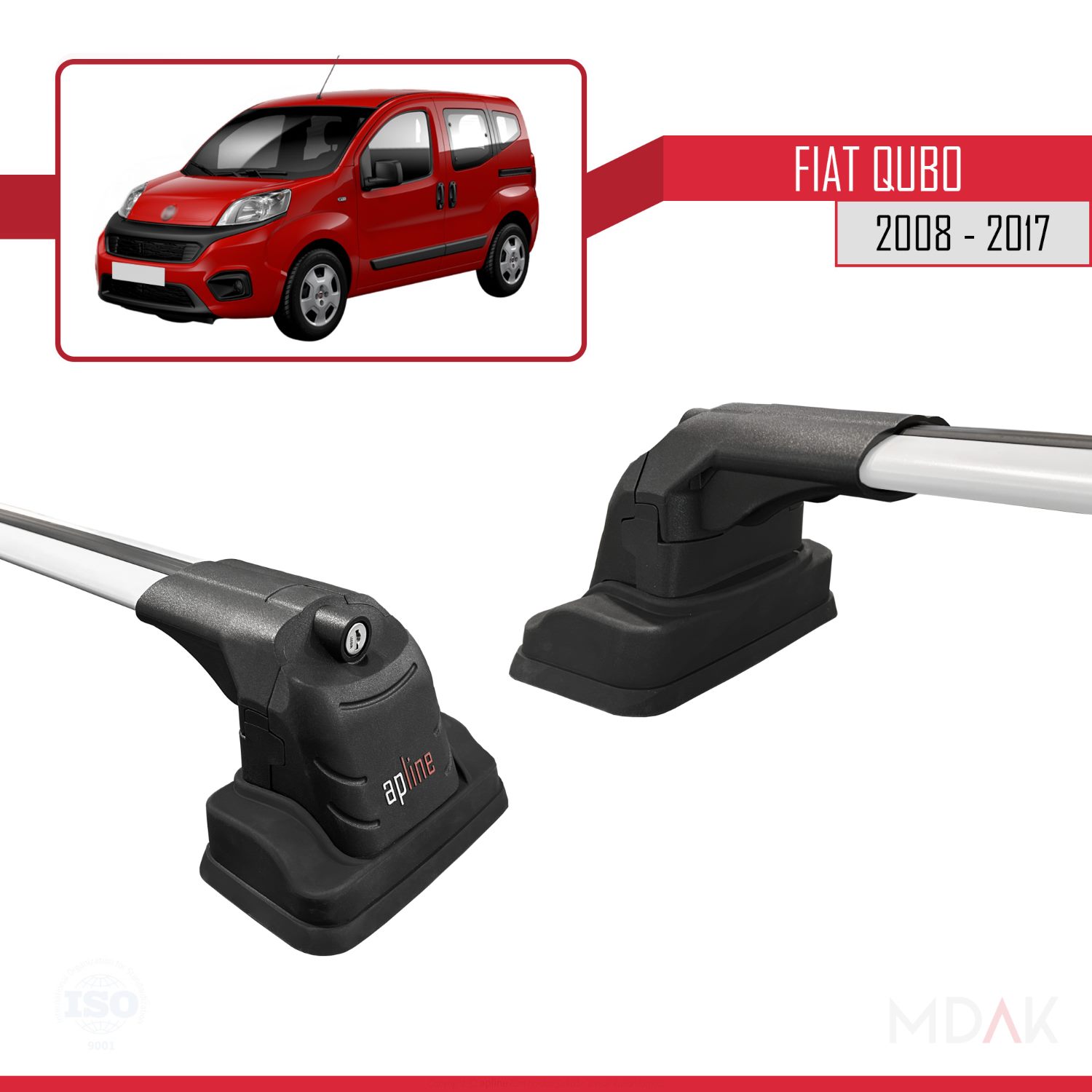 Fiat Qubo 2008-2017 Arası ile Uyumlu ACE-3 Ara Atkı Tavan Barı Gri 2 Adet - Görsel 3