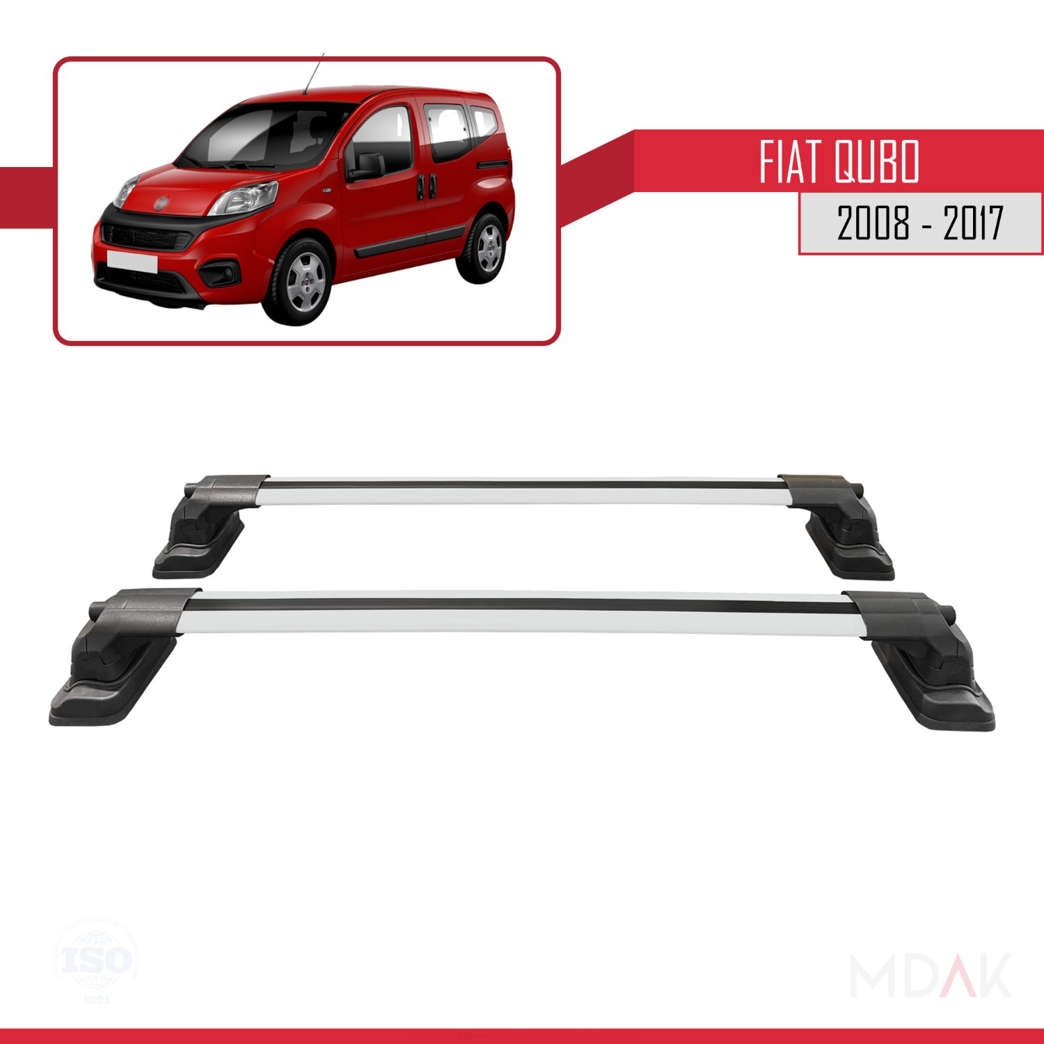 Fiat Qubo 2008-2017 Arası ile Uyumlu ACE-3 Ara Atkı Tavan Barı Gri 2 Adet - Görsel 4