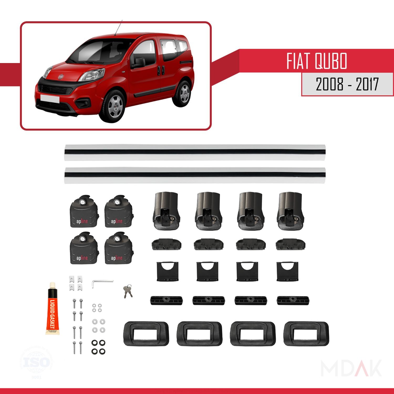 Fiat Qubo 2008-2017 Arası ile Uyumlu ACE-3 Ara Atkı Tavan Barı Gri 2 Adet - Görsel 6
