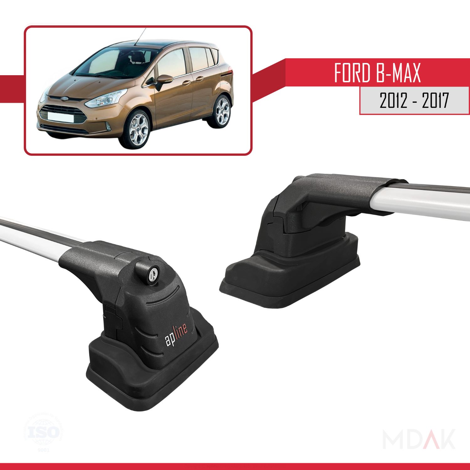 Ford B-Max (B232) 2012-2017 Arası ile Uyumlu ACE-3 Ara Atkı Tavan Barı Gri 2 Adet - Görsel 3