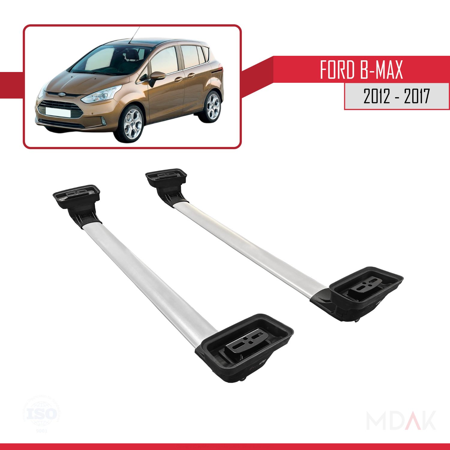 Ford B-Max (B232) 2012-2017 Arası ile Uyumlu ACE-3 Ara Atkı Tavan Barı Gri 2 Adet - Görsel 5