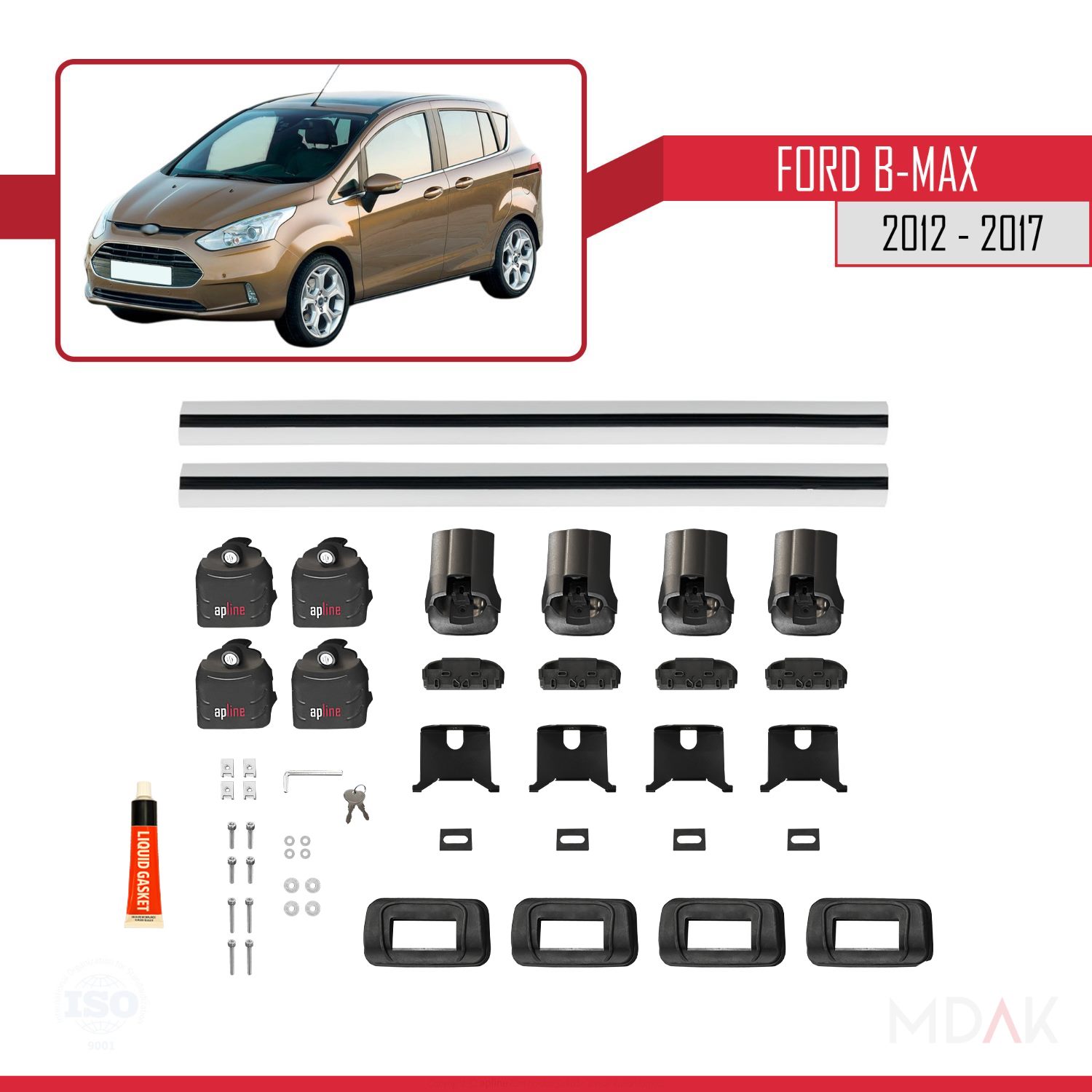 Ford B-Max (B232) 2012-2017 Arası ile Uyumlu ACE-3 Ara Atkı Tavan Barı Gri 2 Adet - Görsel 6