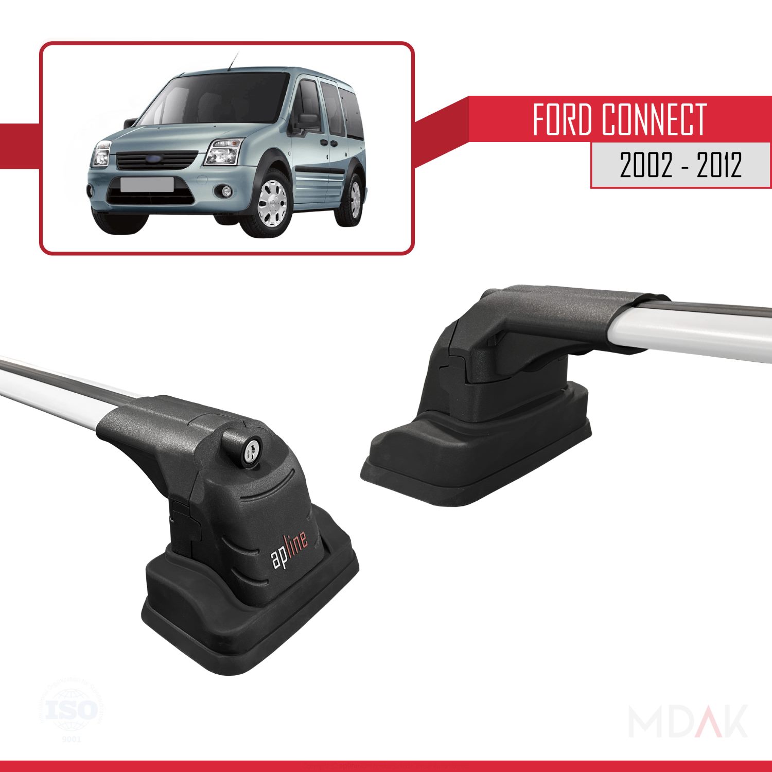 Ford Connect 2002-2012 Arası ile Uyumlu ACE-3 Ara Atkı Tavan Barı Gri 2 Adet - Görsel 3