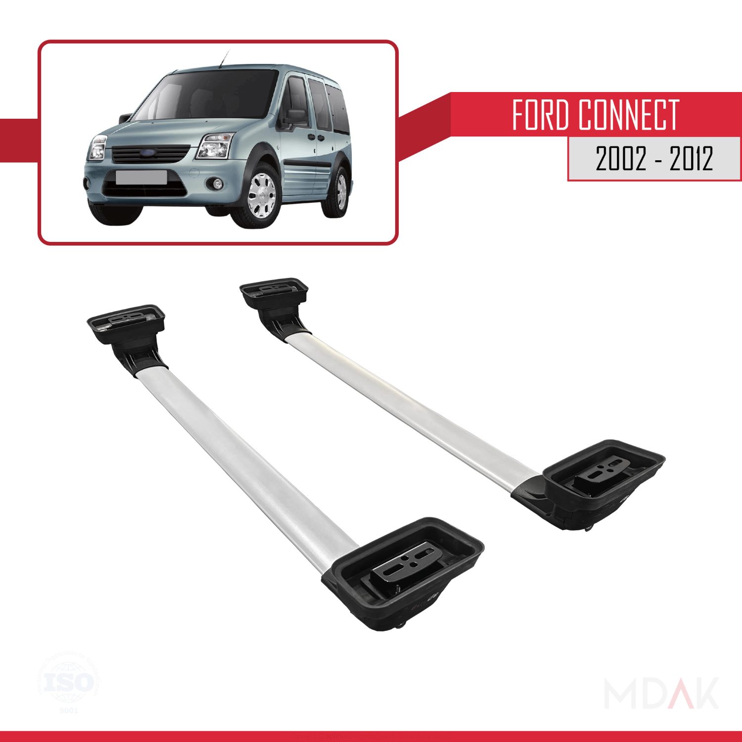 Ford Connect 2002-2012 Arası ile Uyumlu ACE-3 Ara Atkı Tavan Barı Gri 2 Adet - Görsel 5