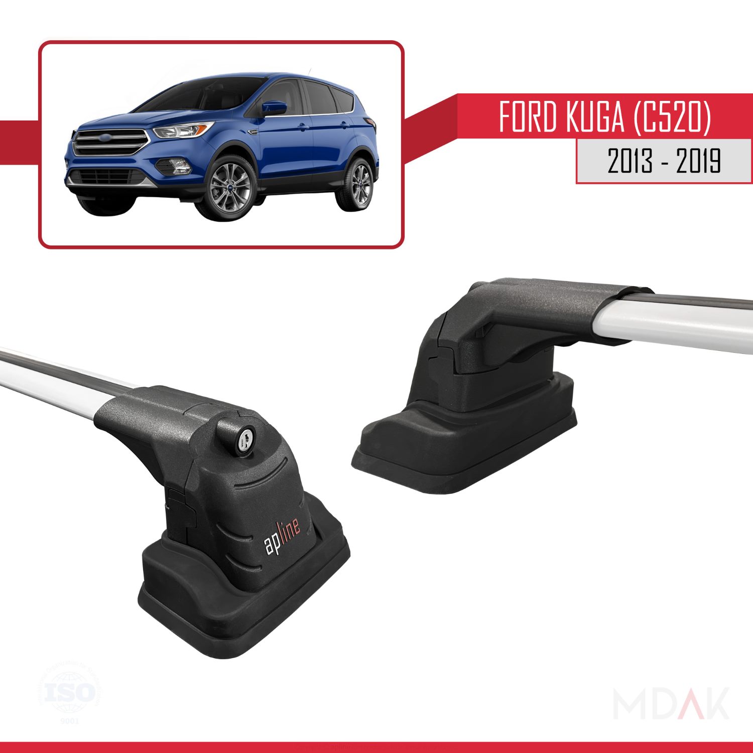Ford Kuga (C520) 2013-2019 Arası ile Uyumlu ACE-3 Ara Atkı Tavan Barı Gri 2 Adet - Görsel 3