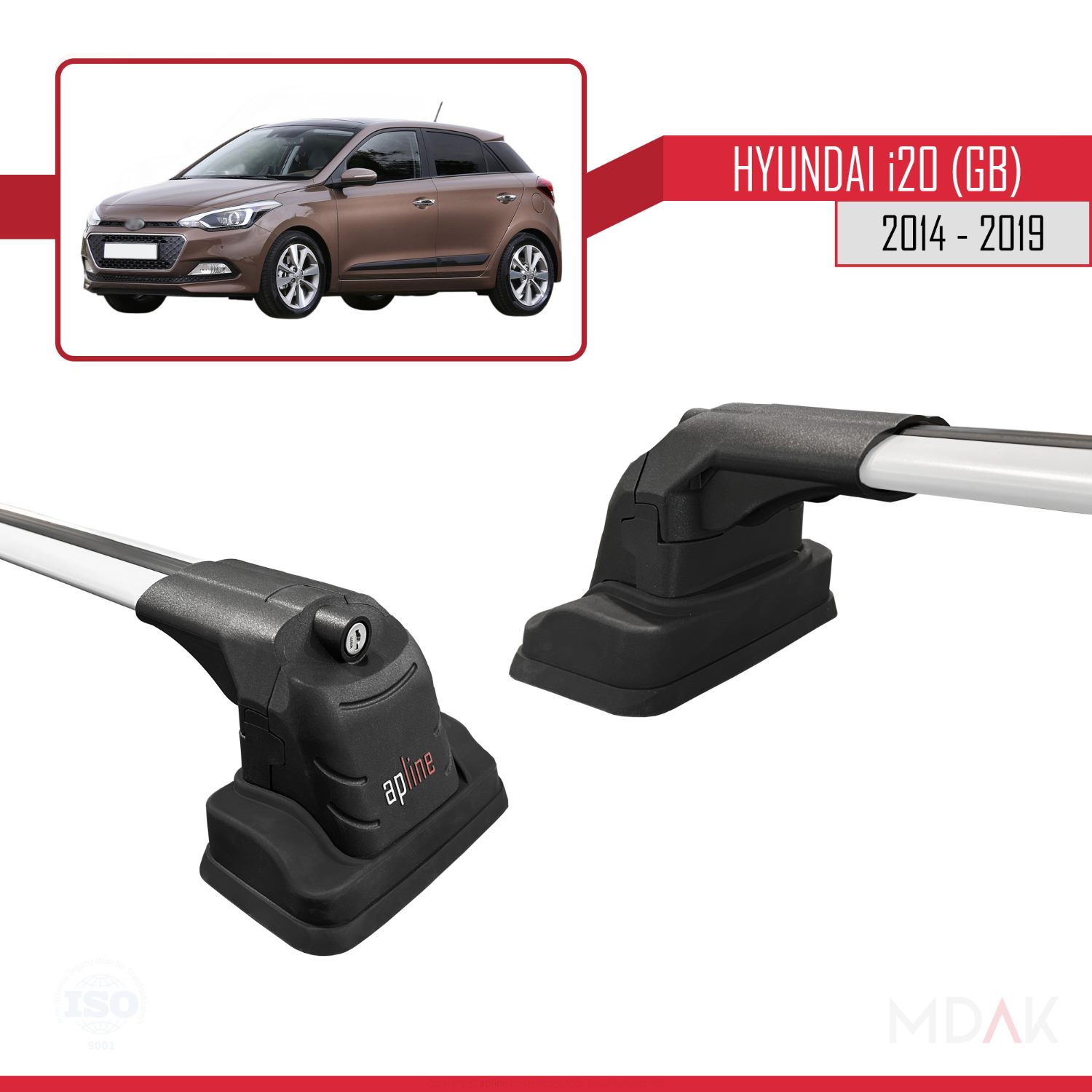 Hyundai i20 (GB) 2014-2019 Arası ile Uyumlu ACE-3 Ara Atkı Tavan Barı Gri 2 Adet - Görsel 4