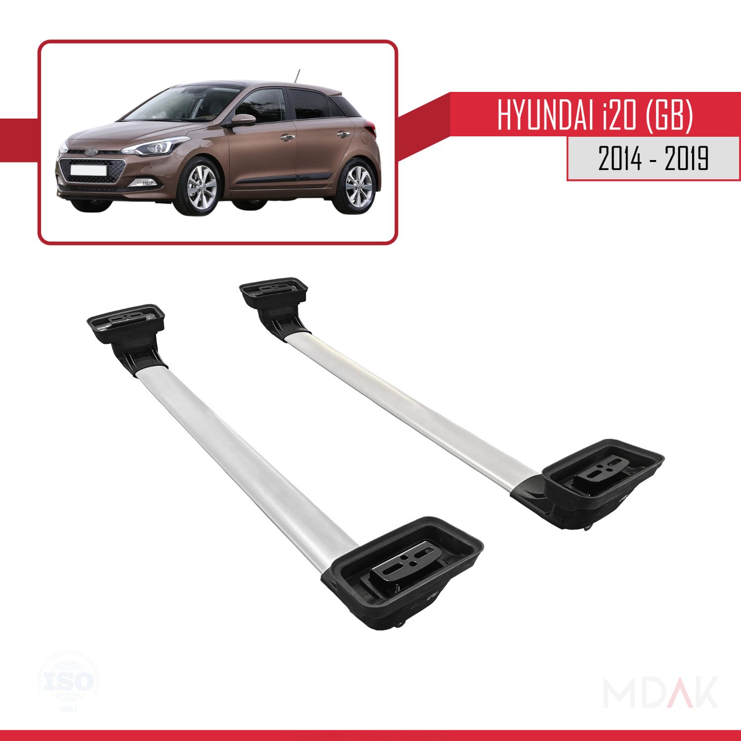 Hyundai i20 (GB) 2014-2019 Arası ile Uyumlu ACE-3 Ara Atkı Tavan Barı Gri 2 Adet - Görsel 6