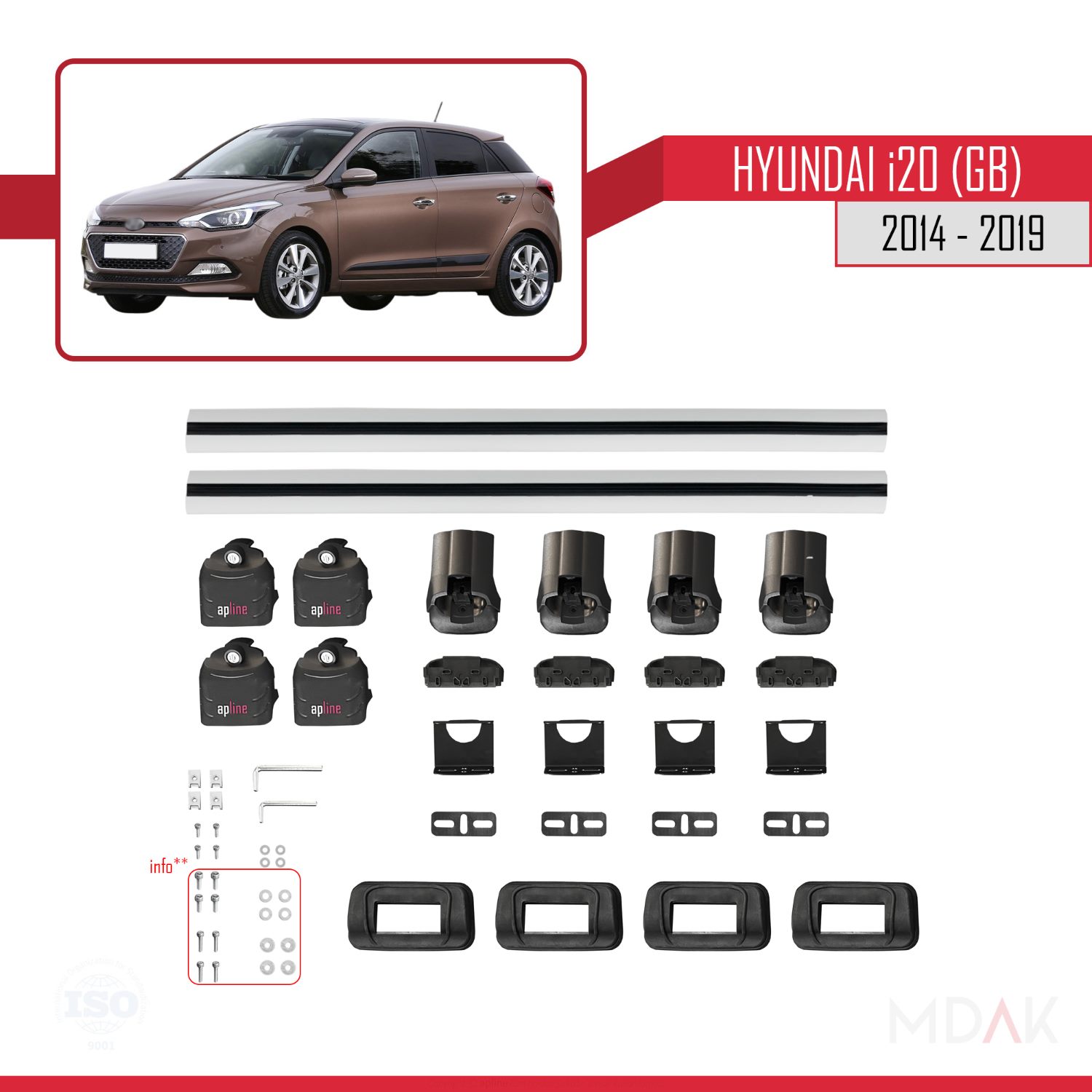 Hyundai i20 (GB) 2014-2019 Arası ile Uyumlu ACE-3 Ara Atkı Tavan Barı Gri 2 Adet - Görsel 7