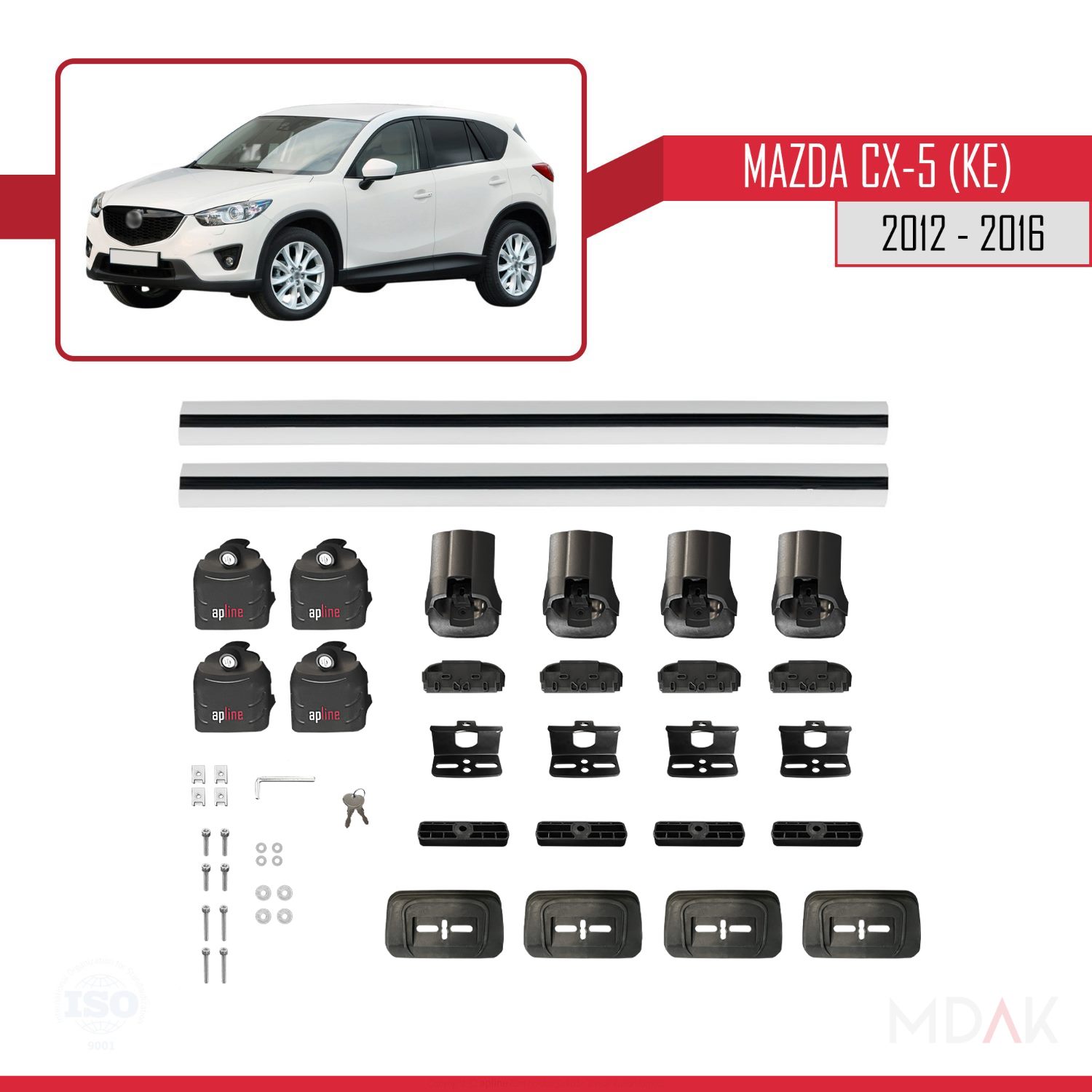 Mazda CX-5 (KE) 2012-2016 Arası ile Uyumlu ACE-3 Ara Atkı Tavan Barı Gri 2 Adet - Görsel 6